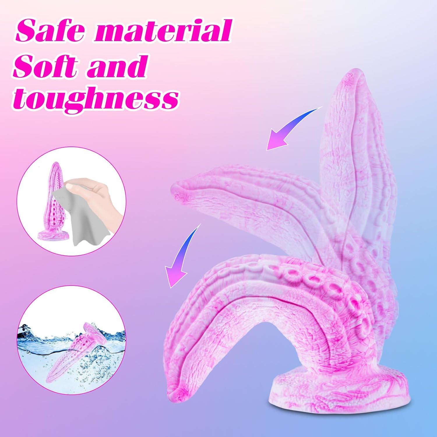 5 Inch Small Tentacle Octopus Dildo Cute Anal Plug with Suction Cup, 6 Inch Realistic Monster Dildo Anal Stretcher for Beginners, Silicone Fantasy Bad Dragon Dildos Sex Toy for Gay Men Women Pink