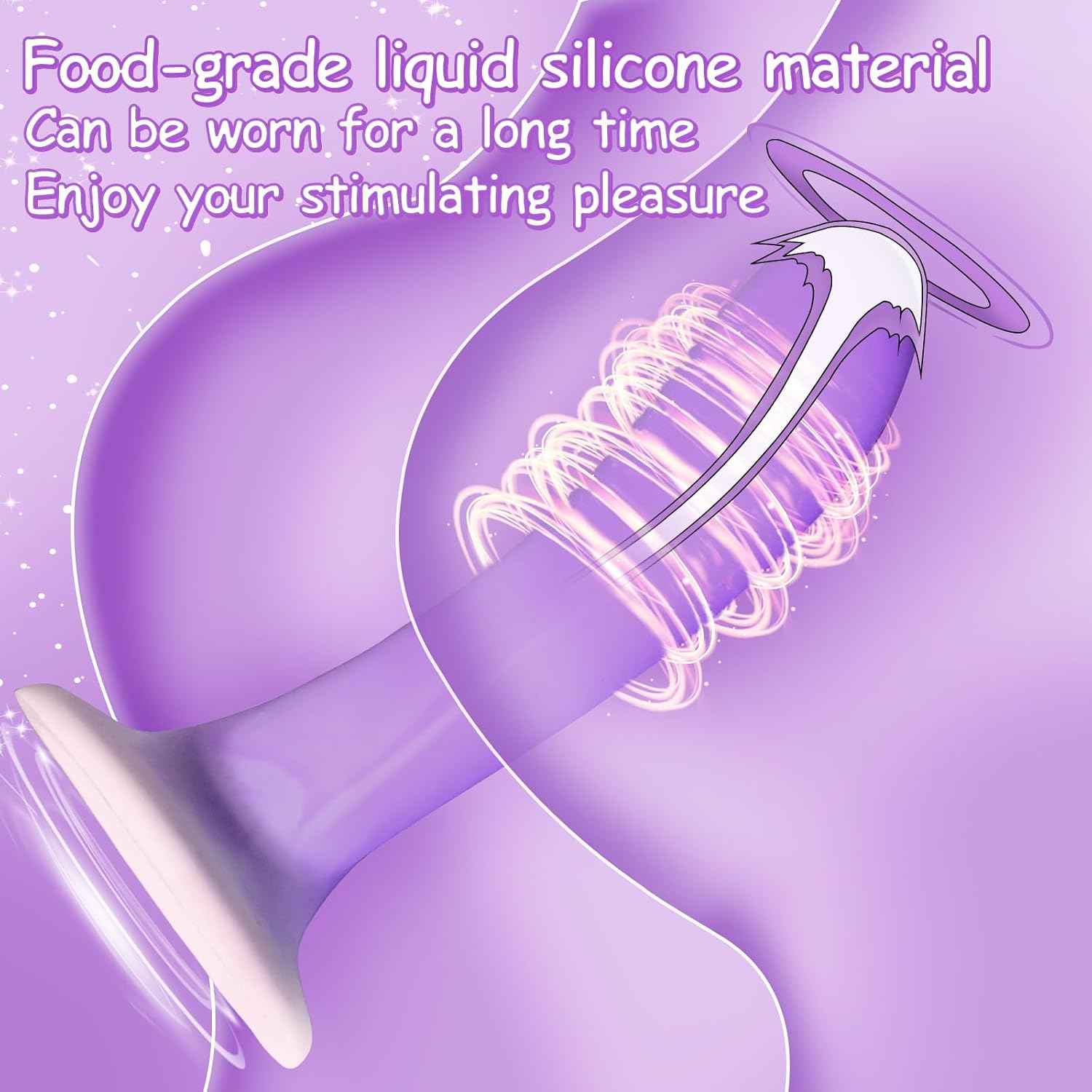 Beginner Anal Plug Anal Sex Toys,Soft Liquid Silicone Anal Dildo Trainer for Comfortable Long-Term Wear,Comfortable Curved ergonomics with Flared Suction Cup Base,Women Men Adult Sex Toys (Purple)