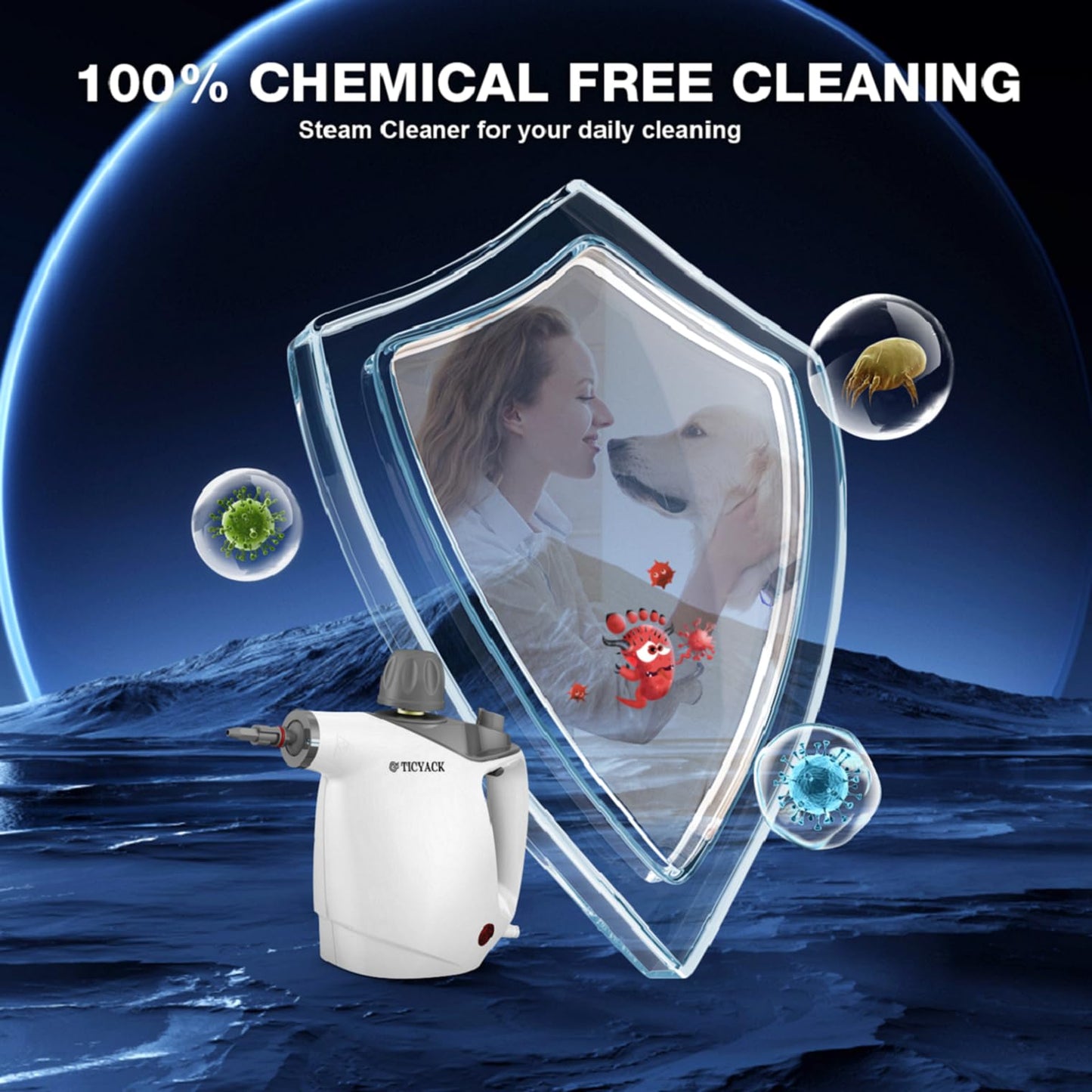 Handheld Steam Cleaner, Steam Cleaner with 16 PCS Accessory & Safety Lock, 500ML Capacity, Multi-Surface Deep Cleaning for Home, Car, Bathroom, Grout, Floor, Window