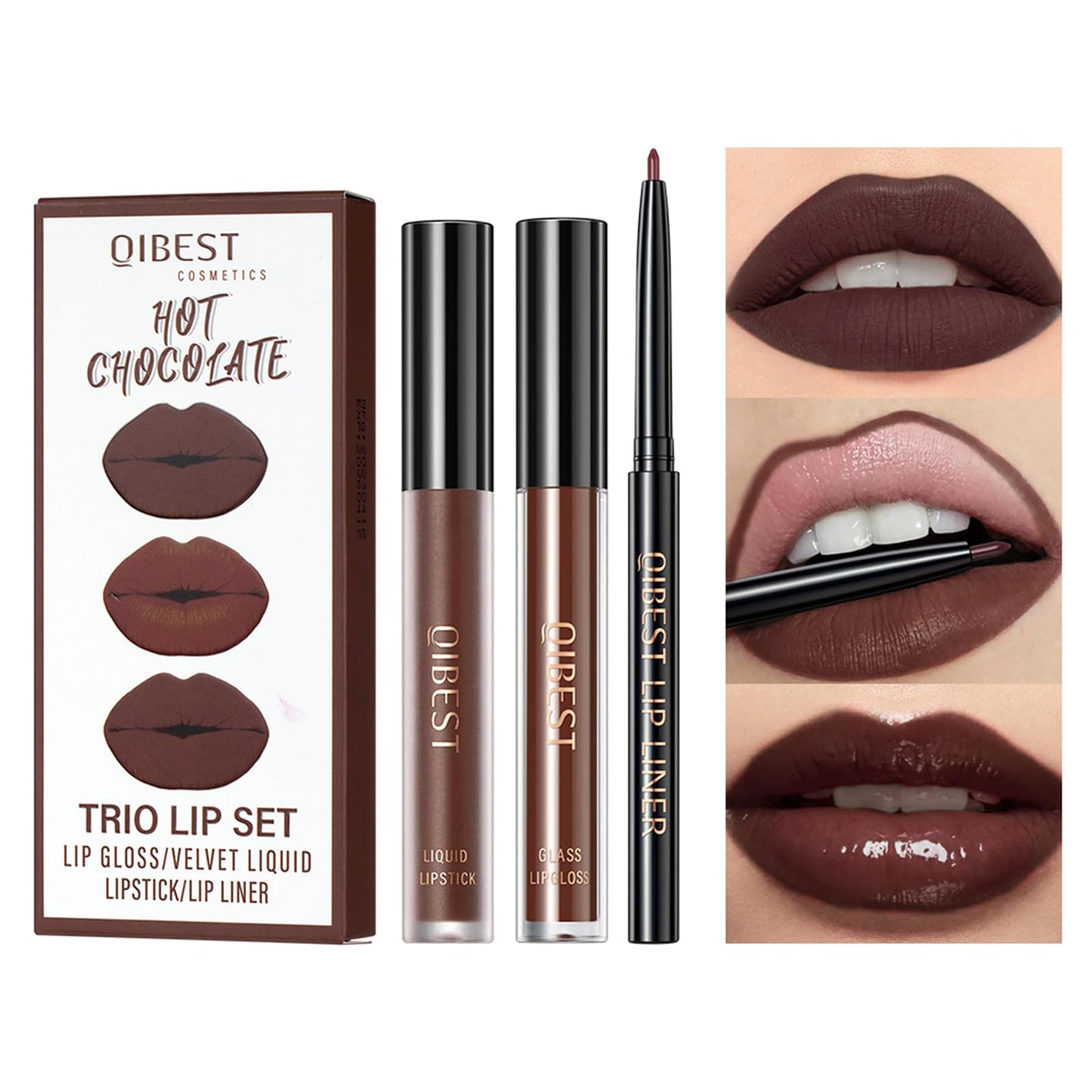 QiBest Matte Liquid Lipstick Makeup Set Kit, Long Lasting Waterproof Mate Lip Gloss Set Lip Colors Makeup Kit for Women & Teen Girls