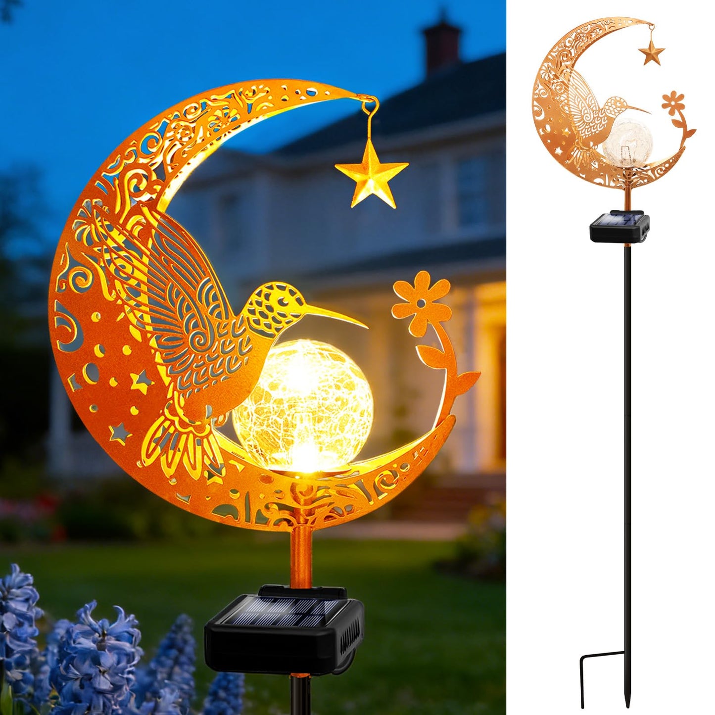 ZNYCYE Solar Lights Outdoor Decorative Moon Solar Stake Lights Pathway Lights Gardening Gifts for Mom Grandma Friends, Fairy Garden Decor Waterproof for Walkway, Yard, Lawn, Patio