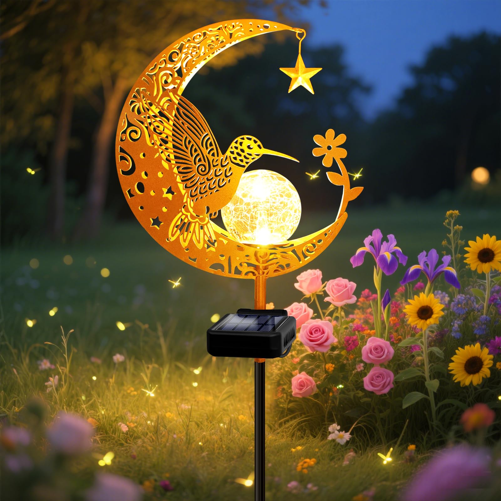 ZNYCYE Solar Lights Outdoor Decorative Moon Solar Stake Lights Pathway Lights Gardening Gifts for Mom Grandma Friends, Fairy Garden Decor Waterproof for Walkway, Yard, Lawn, Patio