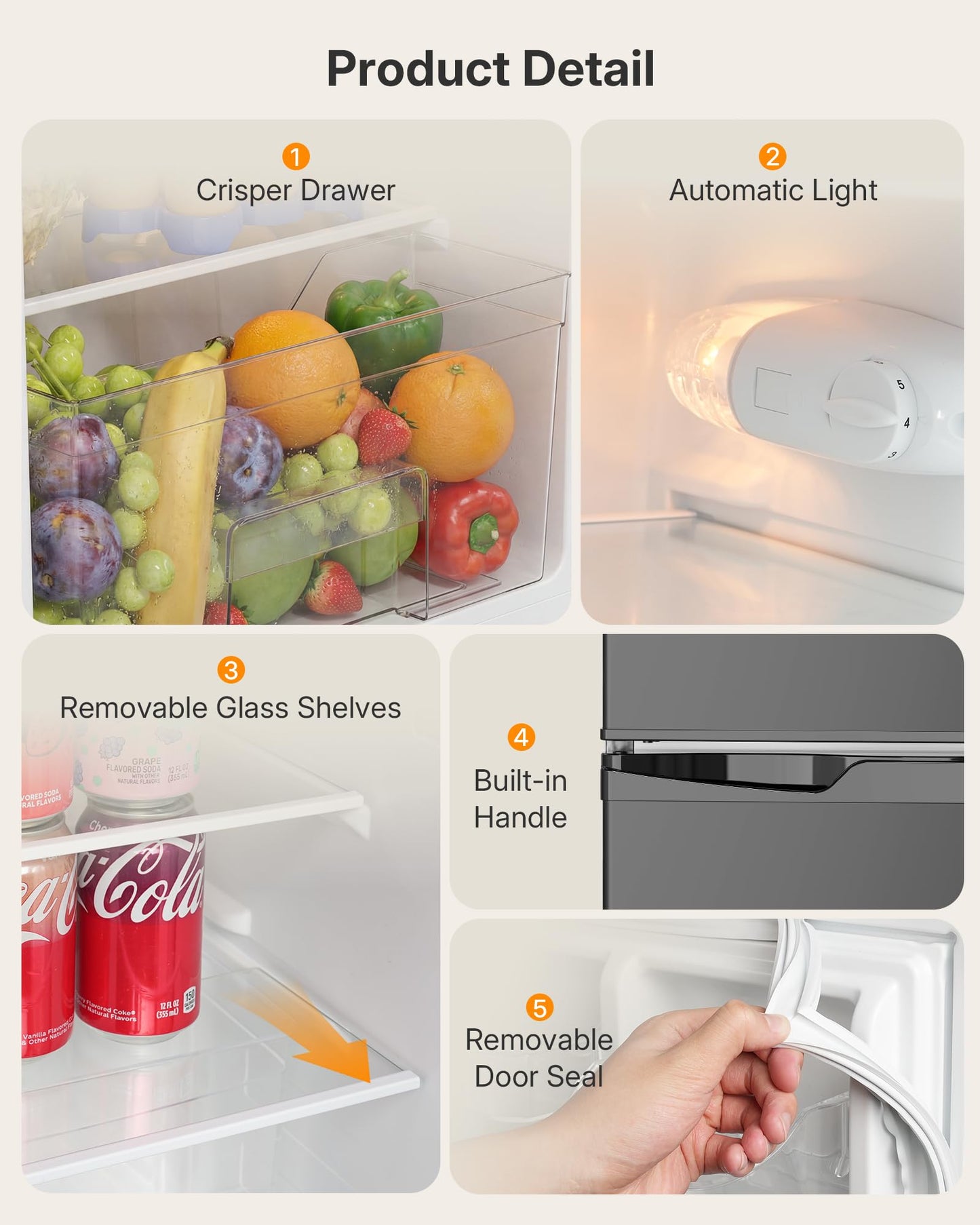 Upstreman Mini Fridge with Freezer