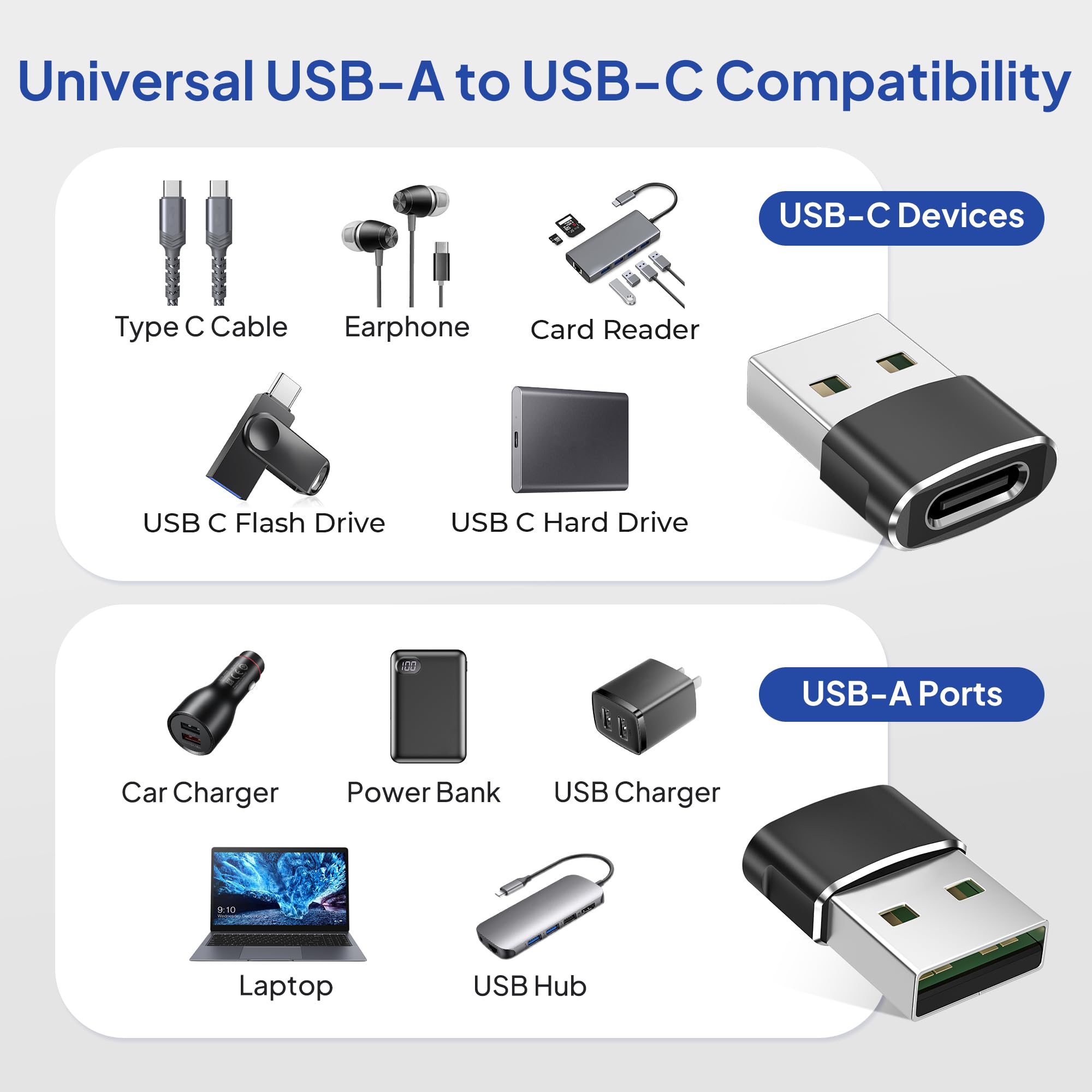 Elebase USB to USB C Adapter for iPhone 17 4Pack,USBC Female to A Male Car Charger Adapter,Type C Converter Apple 16 Pro Max 15 14 Plus,iWatch Watch 11 10 Se Ultra 3,iPad Air,Samsung Galaxy S26,Xbox