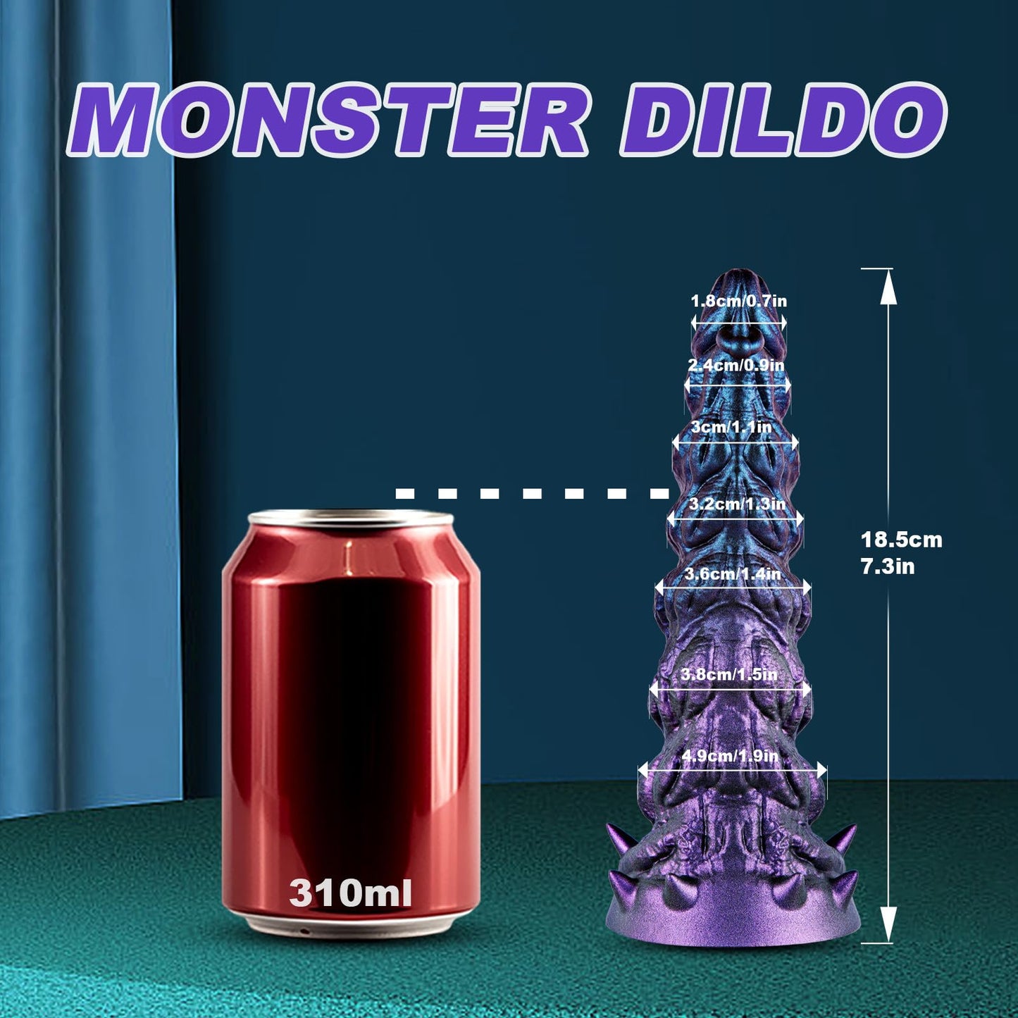 7.3" Small Beginner Ribbed Dildo, Fantasy Anal Silicone Dildo,Alien Cute Tapered Penis with Big Suction Cup for G-Spot, Vaginal & Anal Stimulation,Monster Adult Toy for Men,Women Play