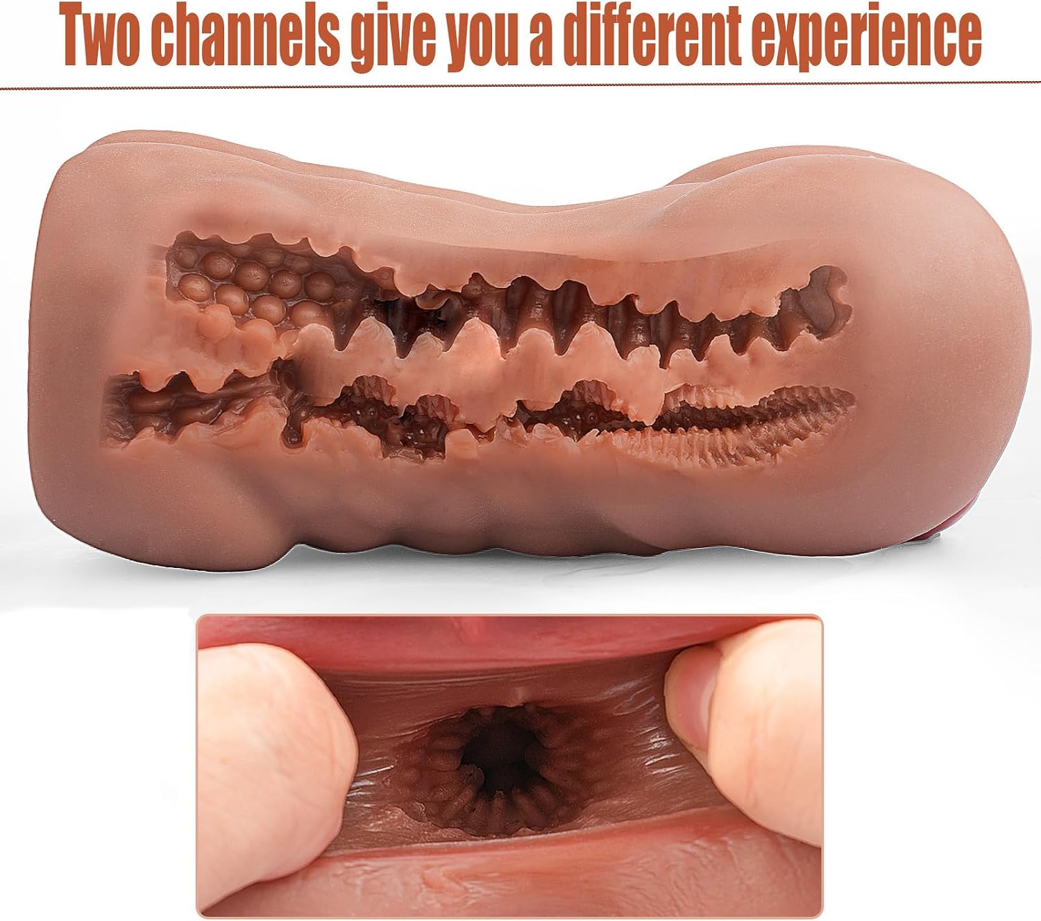 Men's Sex Toys Male Masturbators Realistic Adult Toys Sex Doll 3D Lifelike 2 in 1 with Vagina Anal Black Pocket Pussy for Men Masturbator Pocket Pussies Adult Toys (Tan&Brown)
