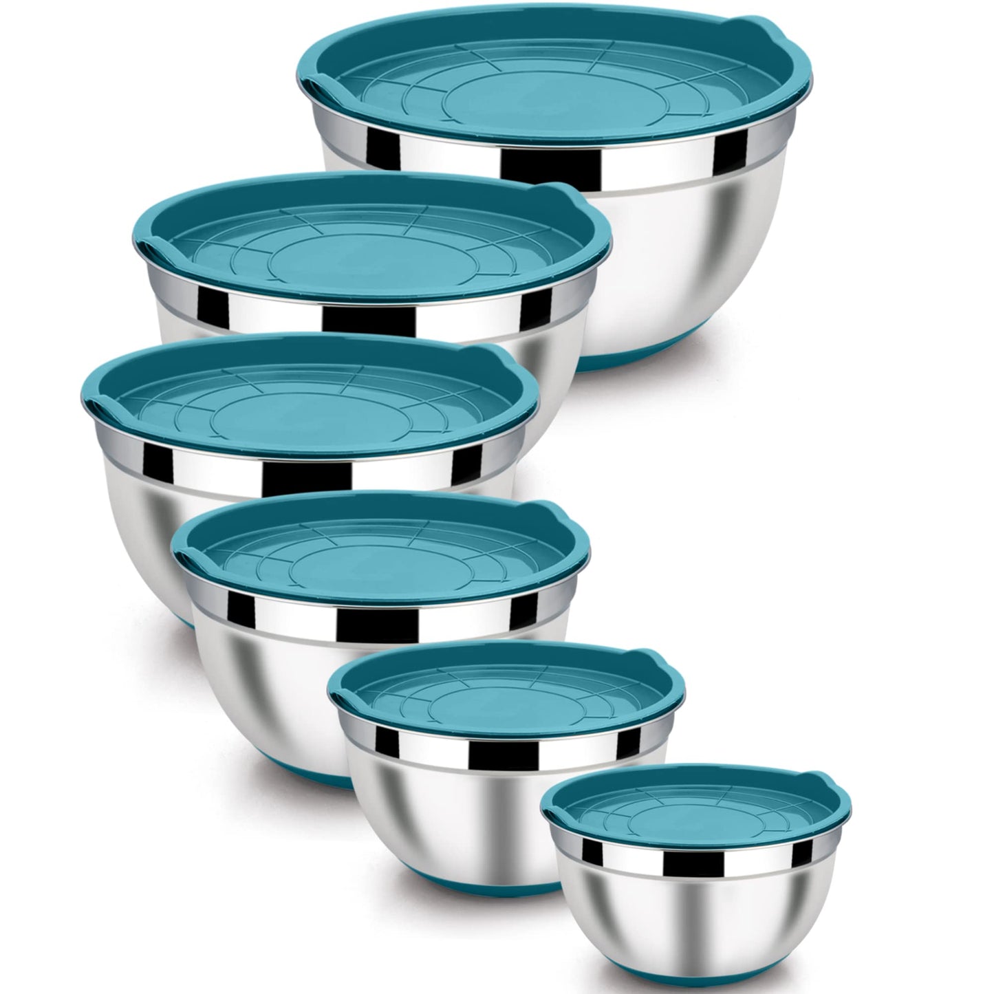 LIANYU 6-Piece Stainless Steel Mixing Bowls with Lids Set