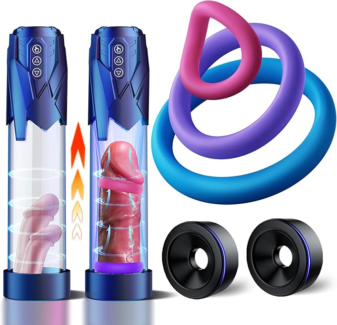 Sex Toys Electric Penis Pump - Automatic Vacuum Dick Pump Male Masturbator with 3 Powerful Sucking and 2 Training Modes and 3 Penis Ring Penis Extender, Adult Sex Toys for Men Dick Enlarger Erection