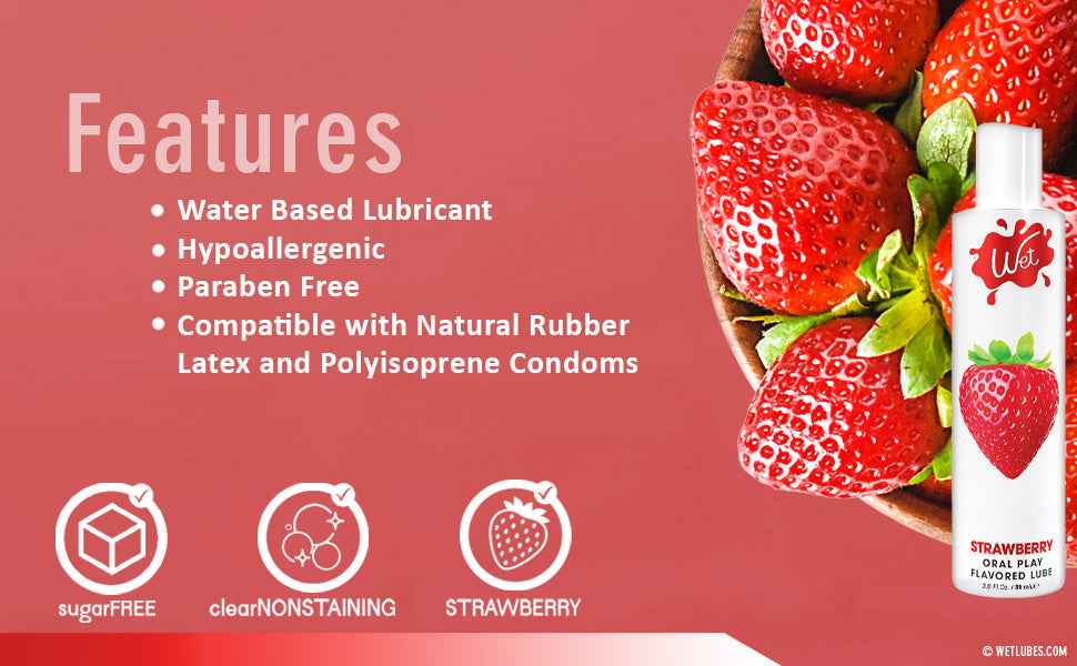 Wet Sexy Strawberry Premium Flavored Edible Lube, 9 fl oz
