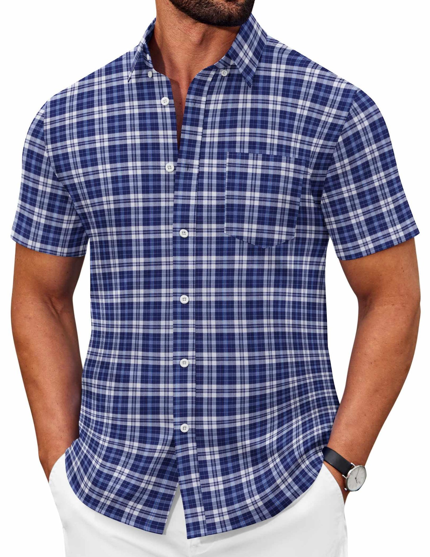 COOFANDY Men's Short Sleeve Oxford Shirt Casual Button Down Shirts Summer Untucked Dress Shirt with Pocket