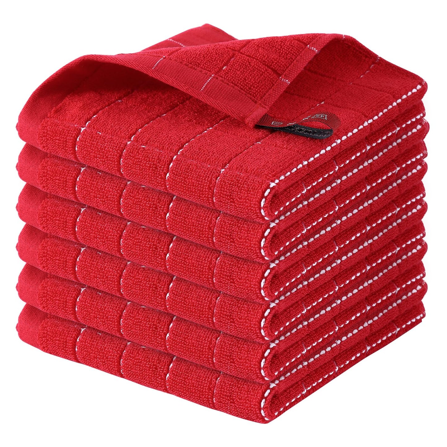Homaxy 100% Cotton Terrycloth Check Design Dish Cloths & Dish Towels, Soft and Absorbent, Perfect for Kitchen Drying and Washing