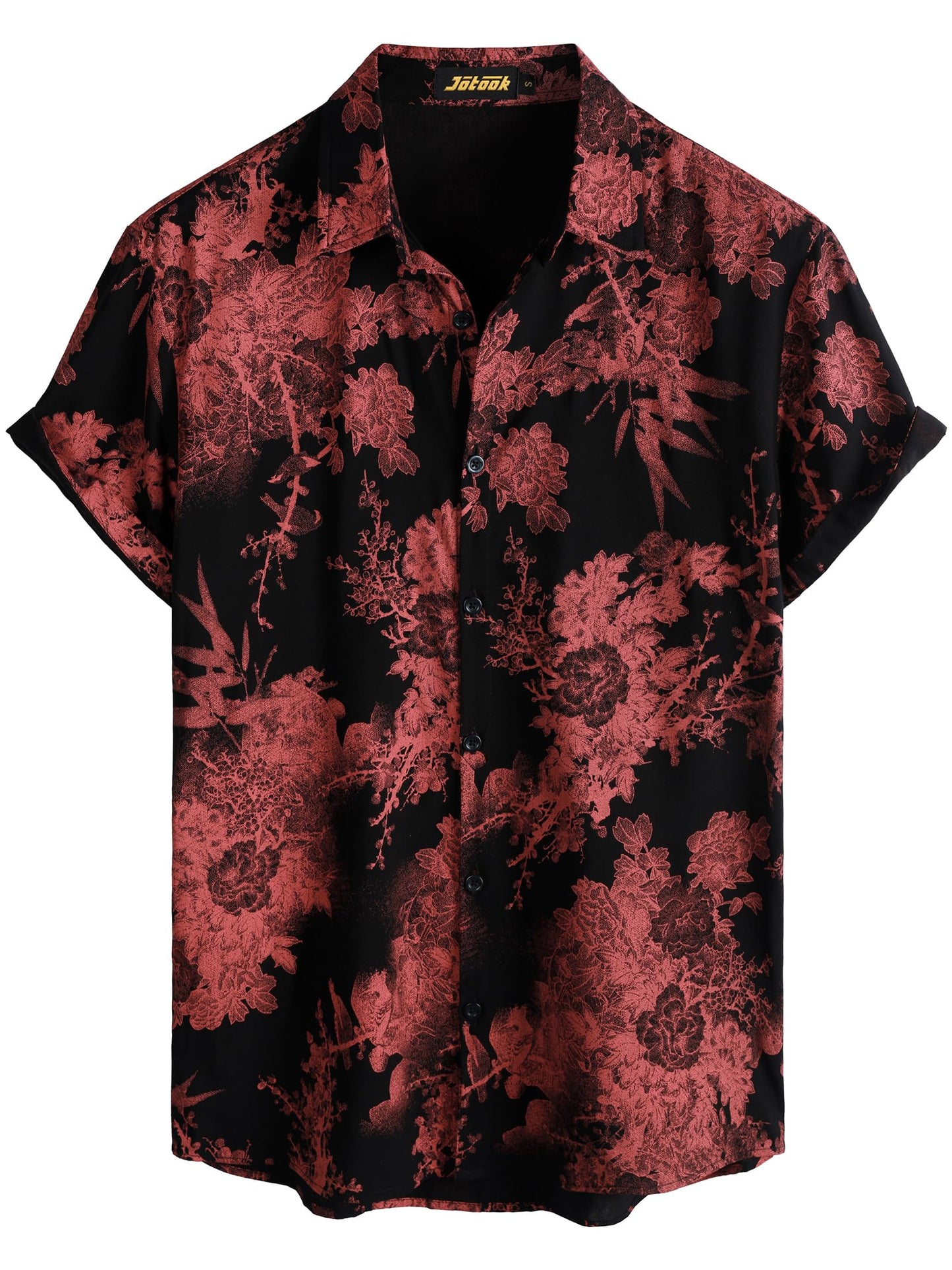 JOTOOK Mens Hawaiian Shirt Short Sleeve Button Down Tropical Shirts Casual Floral Summer Beach Shirt