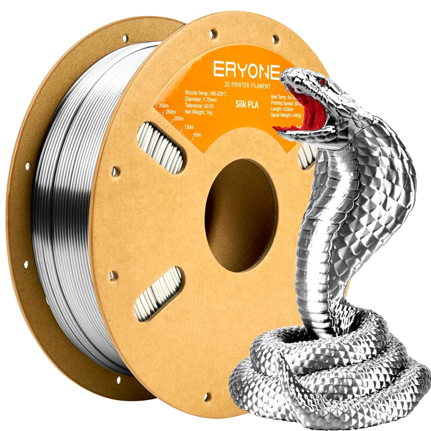 ERYONE Silk Color PLA Filament 3D Printer 1.75mm +/- 0.03mm, Filament PLA Cardboard Spool