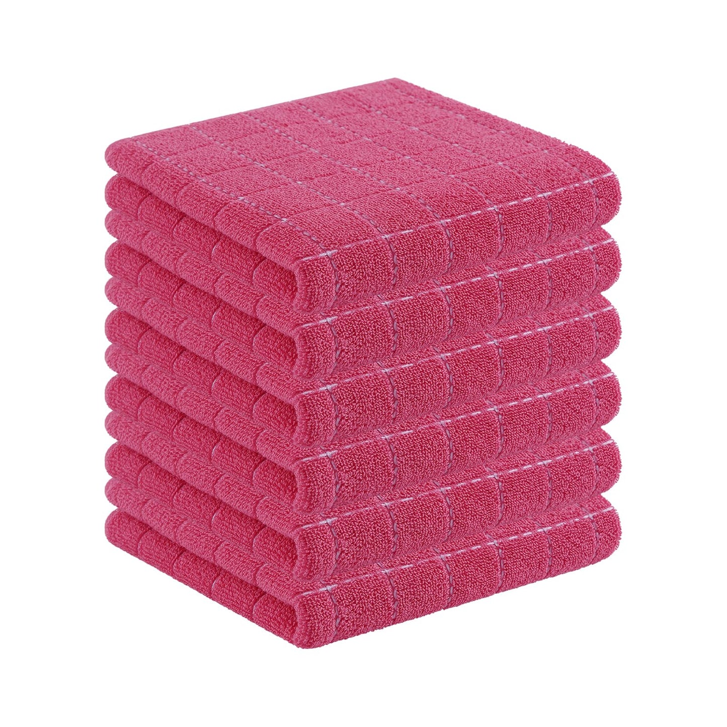 Homaxy 100% Cotton Terrycloth Check Design Dish Cloths & Dish Towels, Soft and Absorbent, Perfect for Kitchen Drying and Washing