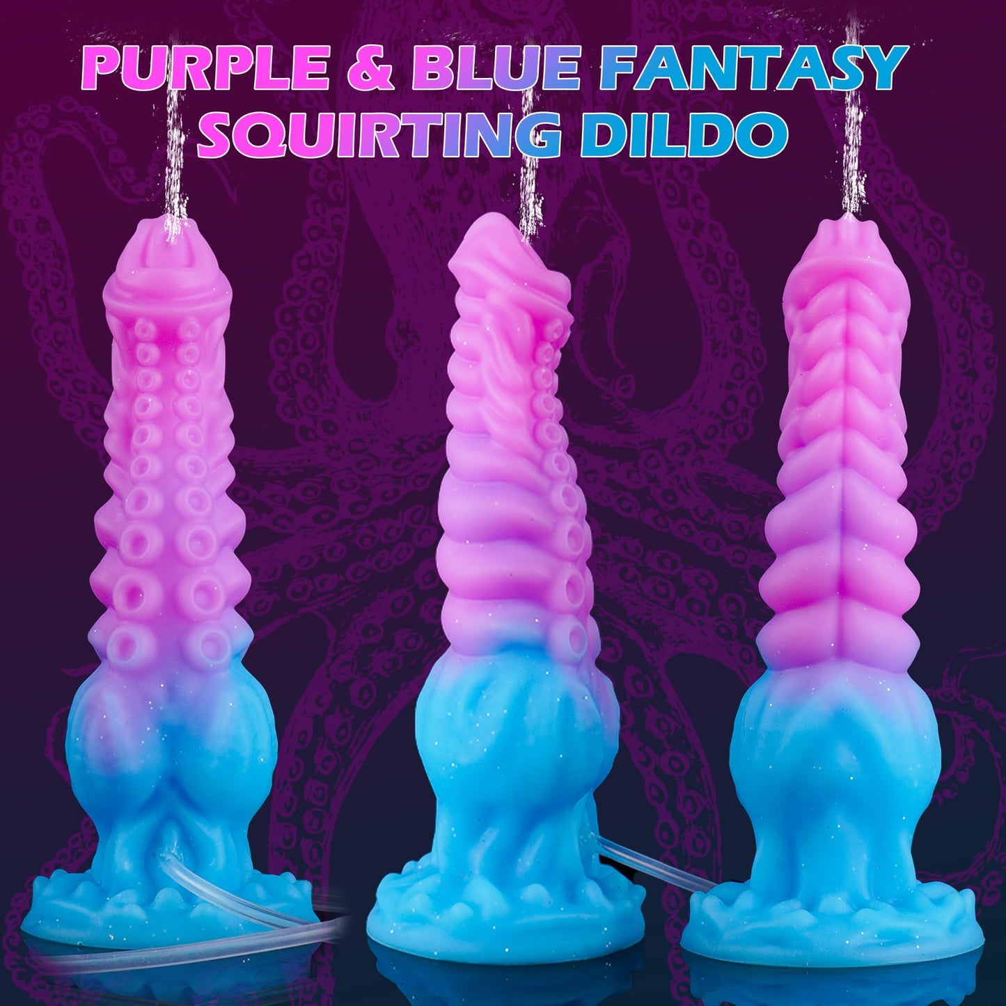 Tentacle Squirting Dildo with Big Knot, Monster Fantasy Dildo with Strong Suction Cup, Huge Anal Thick Dildo