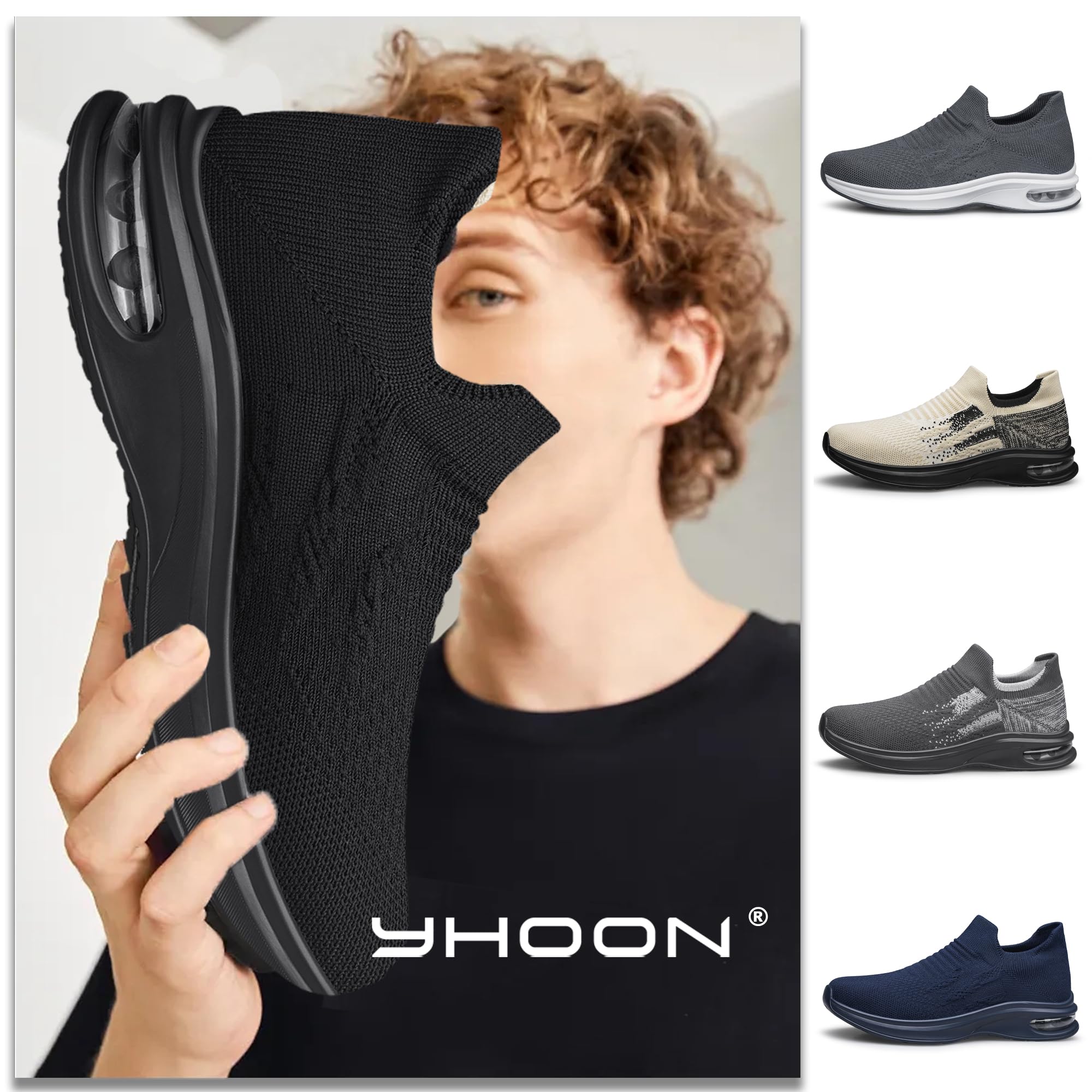 Mens Walking Shoes Slip on Lightweight Running Shoes Workout Athletic Tennis Shoes Gym Sneakers
