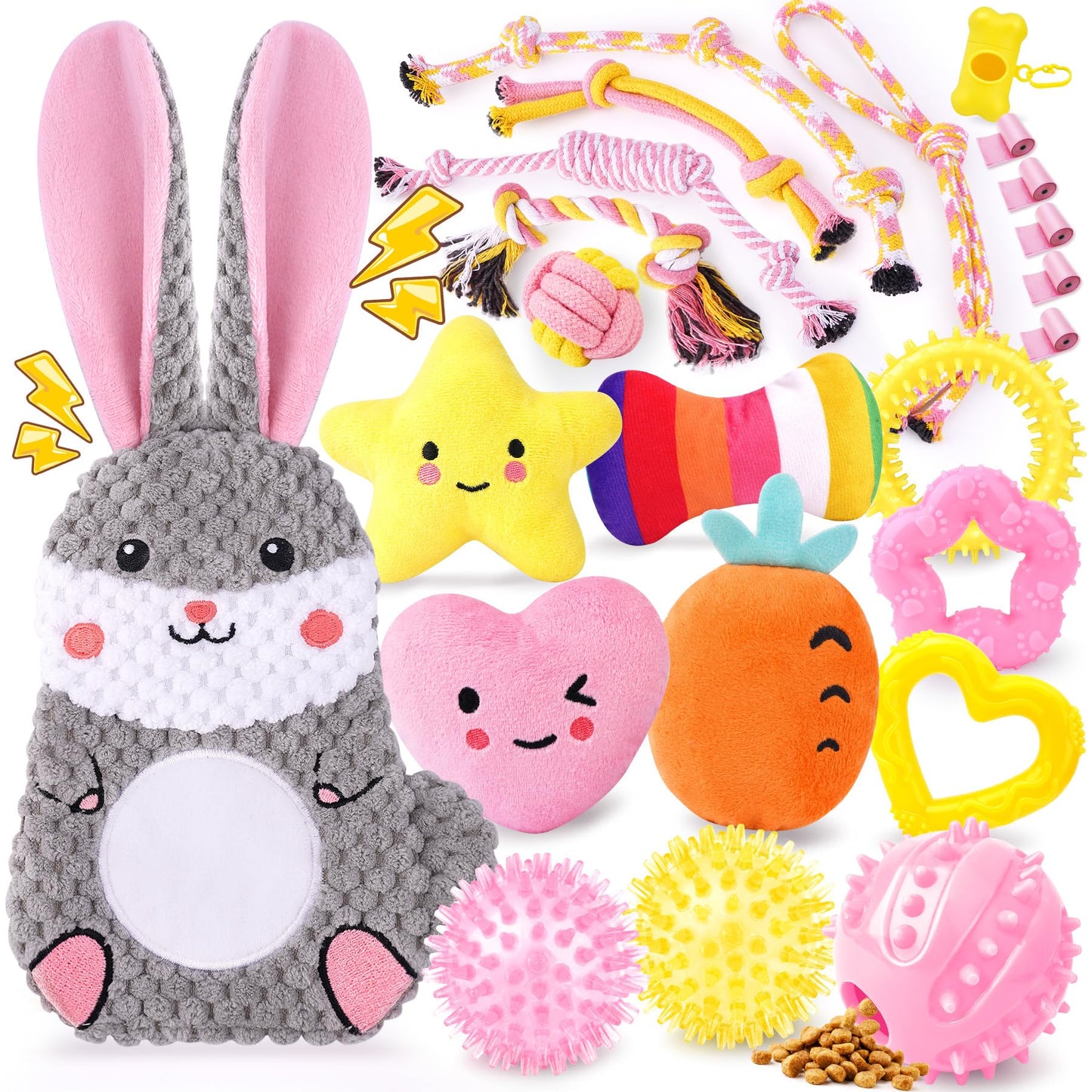 Zeaxuie Luxury Dog Chew Toys for Puppy, Dog Toys with Ropes, Treat Ball and Squeaky Puppy Toys for Teething Small Dogs