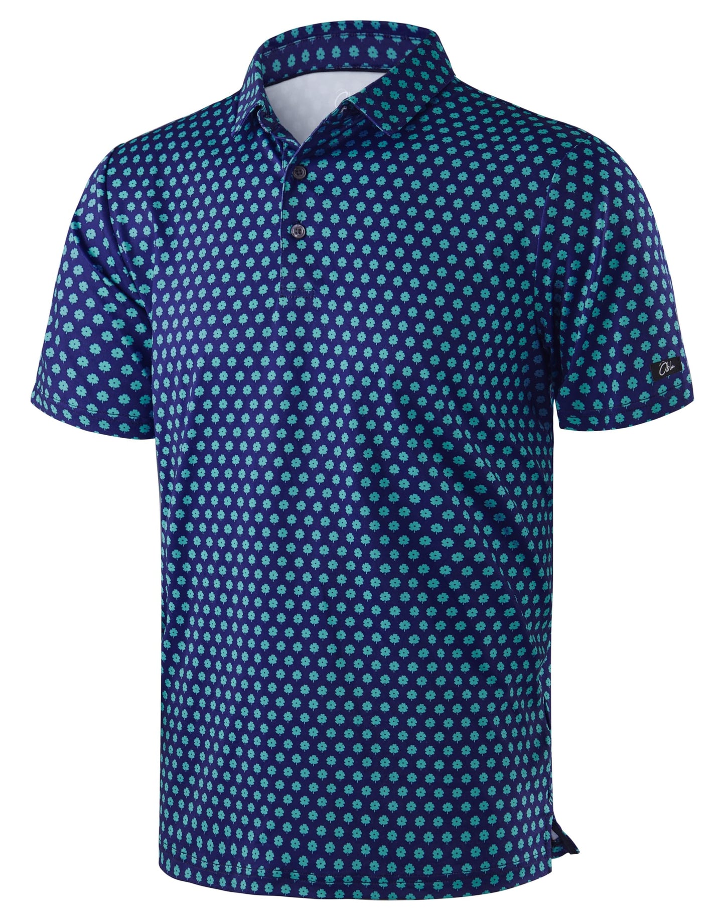 Obla Mens Golf Polo Shirts Short Sleeve Dry Fit Performance Moisture Wicking Casual Print Collared Golf Shirts for Men