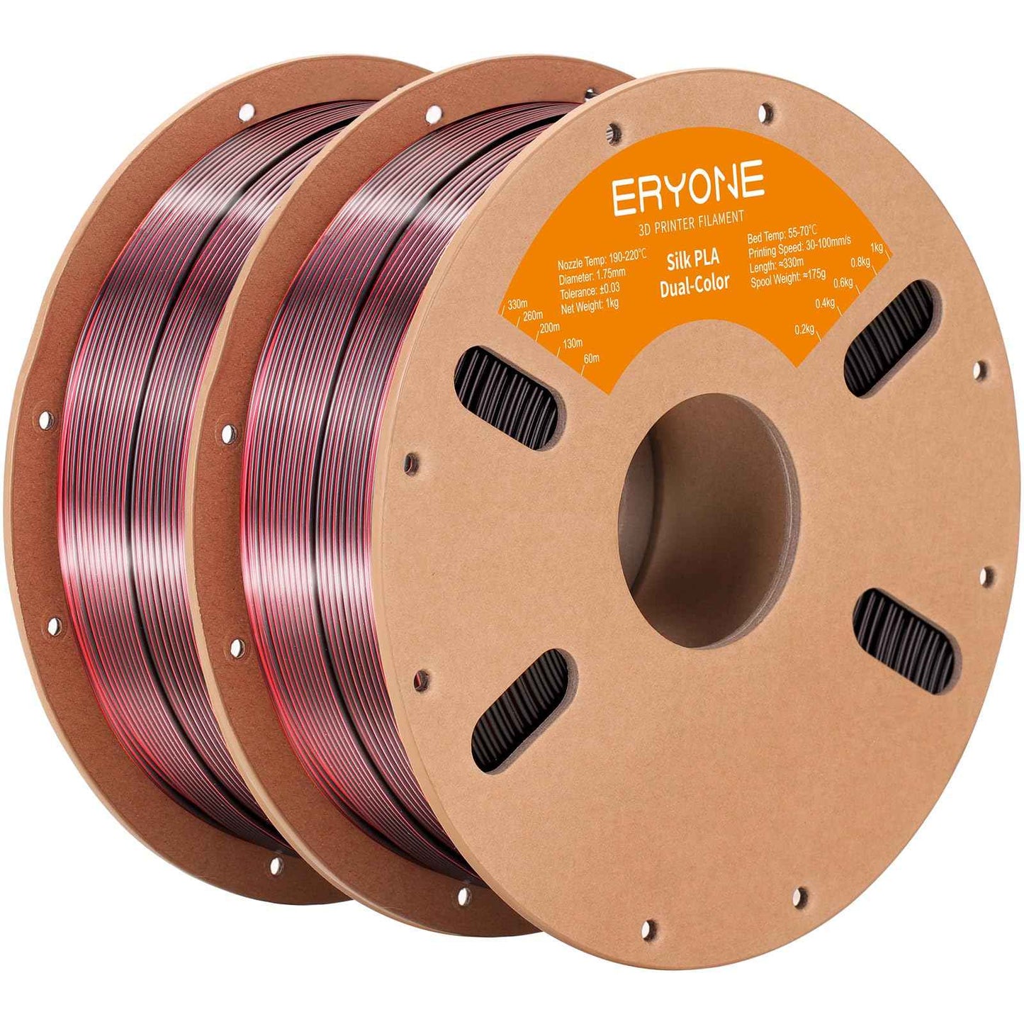 ERYONE Silk Color PLA Filament 3D Printer 1.75mm +/- 0.03mm, Filament PLA Cardboard Spool