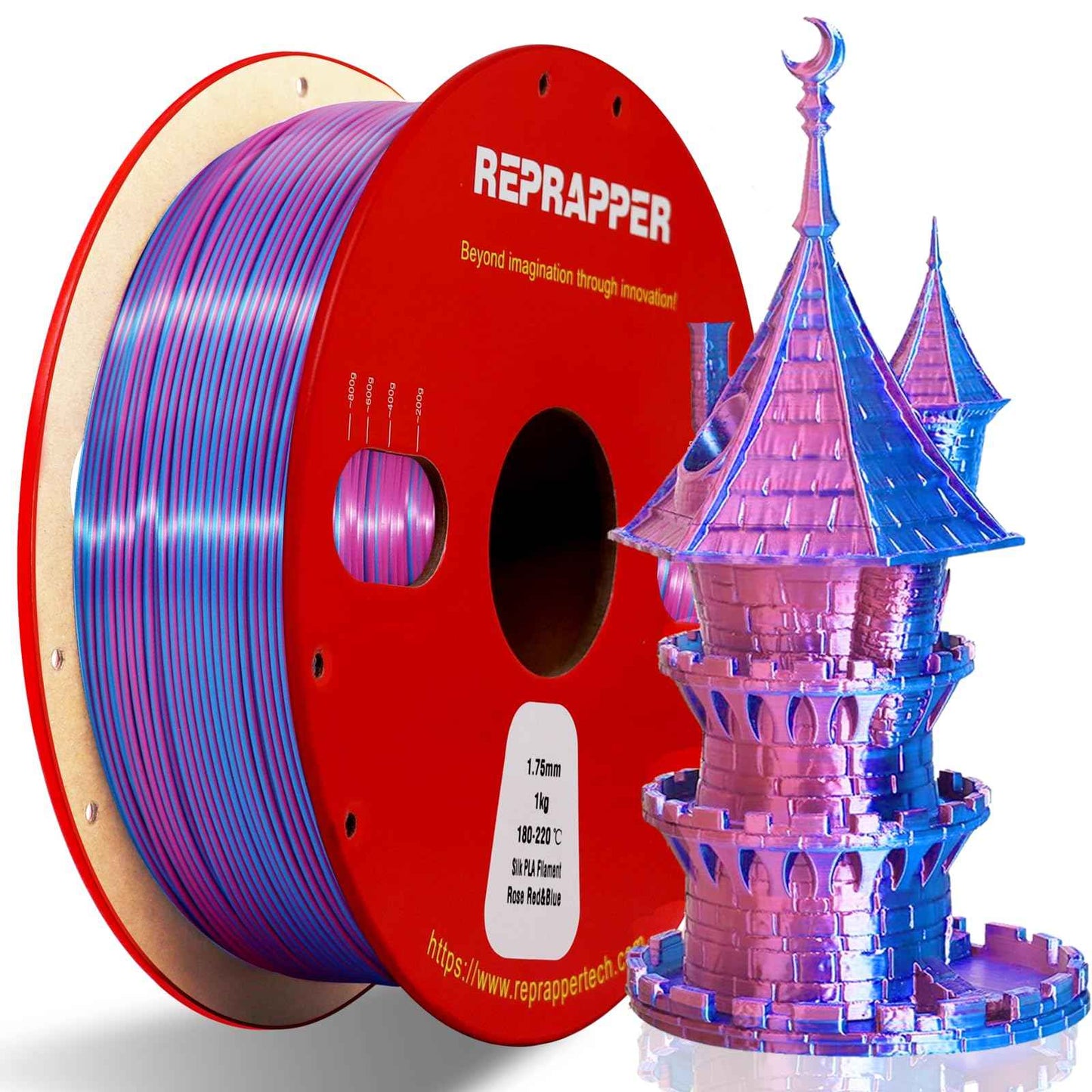 RepRapper PLA Filament Glow Dual PLA Filament 1KG for FDM 3D Printer