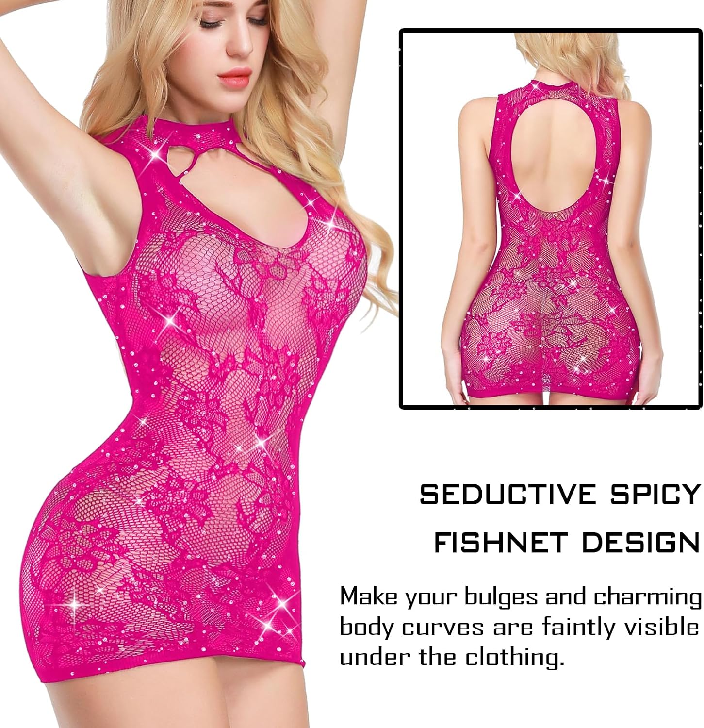 Famstar Sexy Lingerie for Women Naughty Fishnet Lingerie Set Bodysuit Outfits Teddy Babydoll Erotic Mesh Women’s Outfits