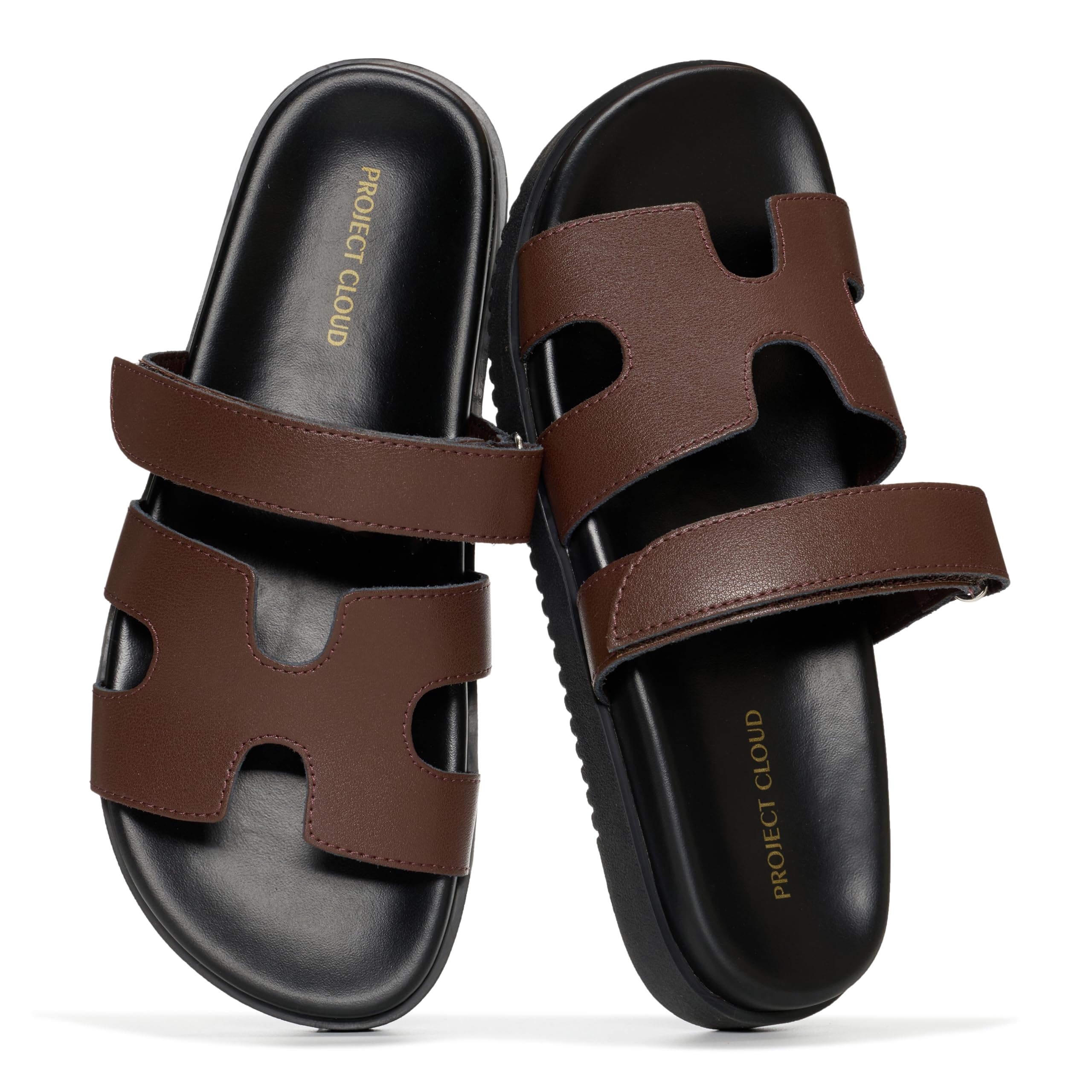 Project Cloud 100% Genuine Leather Sandals for Women Footwear - Stylish Womens Sandals with Plush & Soft Insole - Non-Slip and Water-Resistant Beach Sandals Slides for Women (Mayvy)