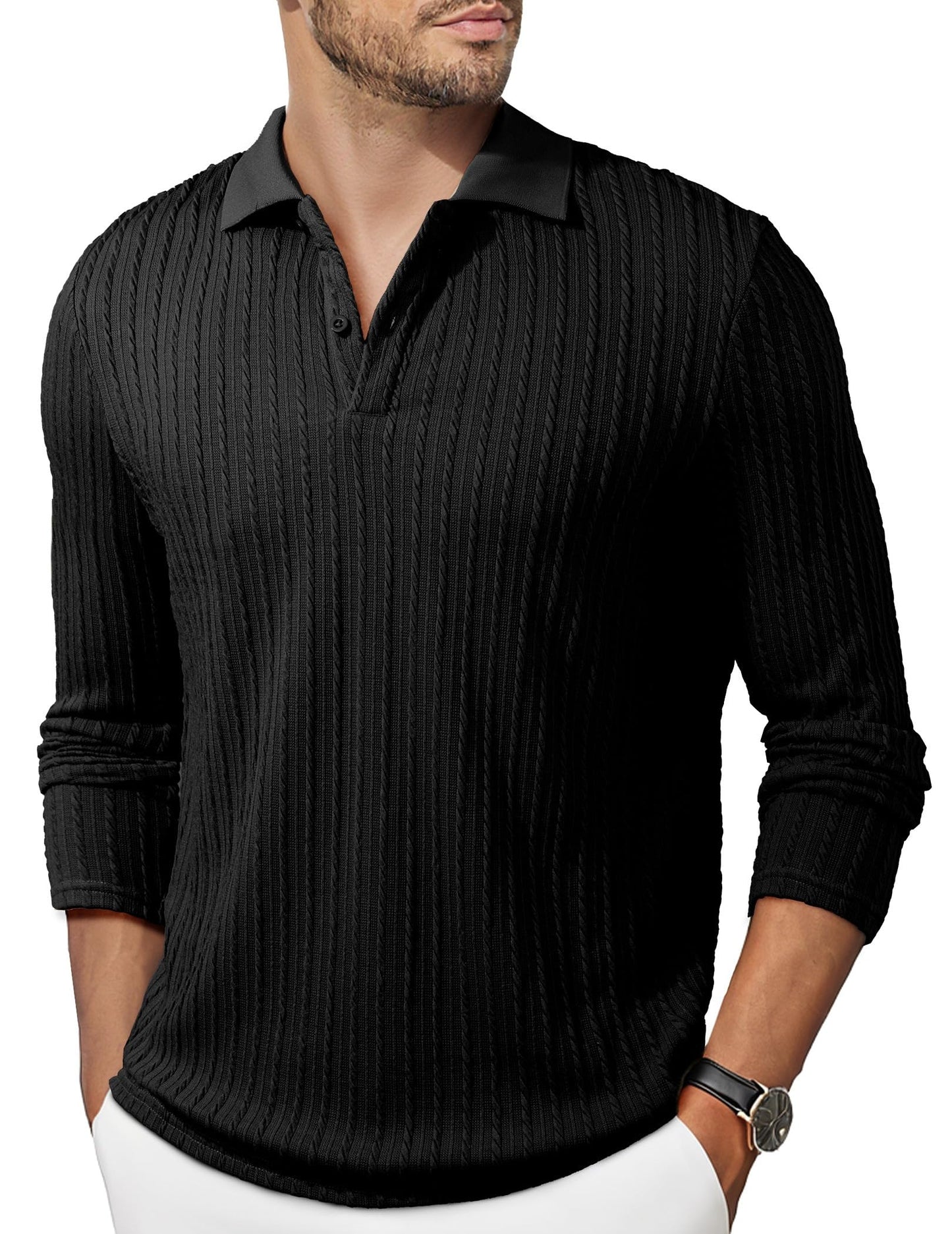 JMIERR Mens Casual Polo Shirt Summer Short Sleeve Vacation Button Beach Knit Stretchy Golf Shirts
