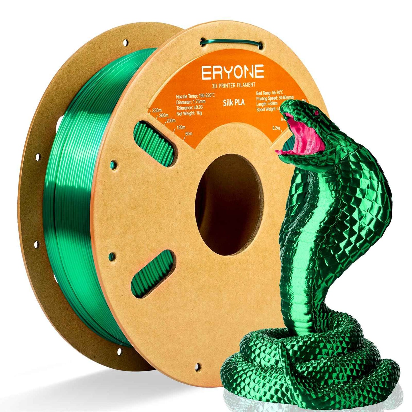 ERYONE Silk Color PLA Filament 3D Printer 1.75mm +/- 0.03mm, Filament PLA Cardboard Spool