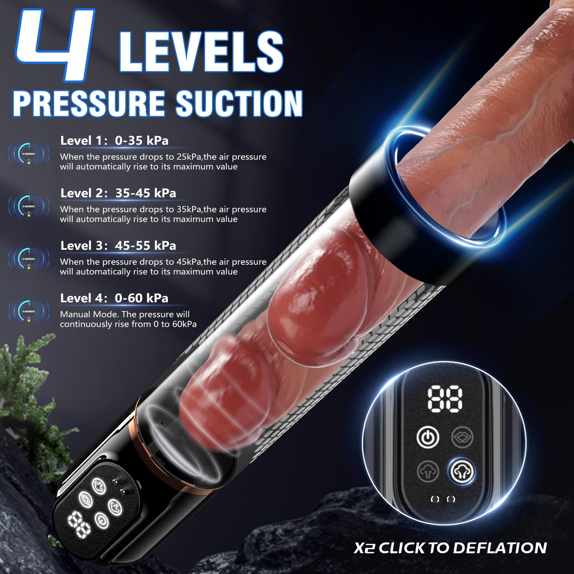 HIVEFUN Penis Pump Sex Toys - Pumps & Enlargers, Dick Pump Male Penis Vacuum Pump Electric Enlargement with 4 Suction 3 Training Modes, Cock Pump Entender Pussy Pump Adult Toys with Pocket Pussy