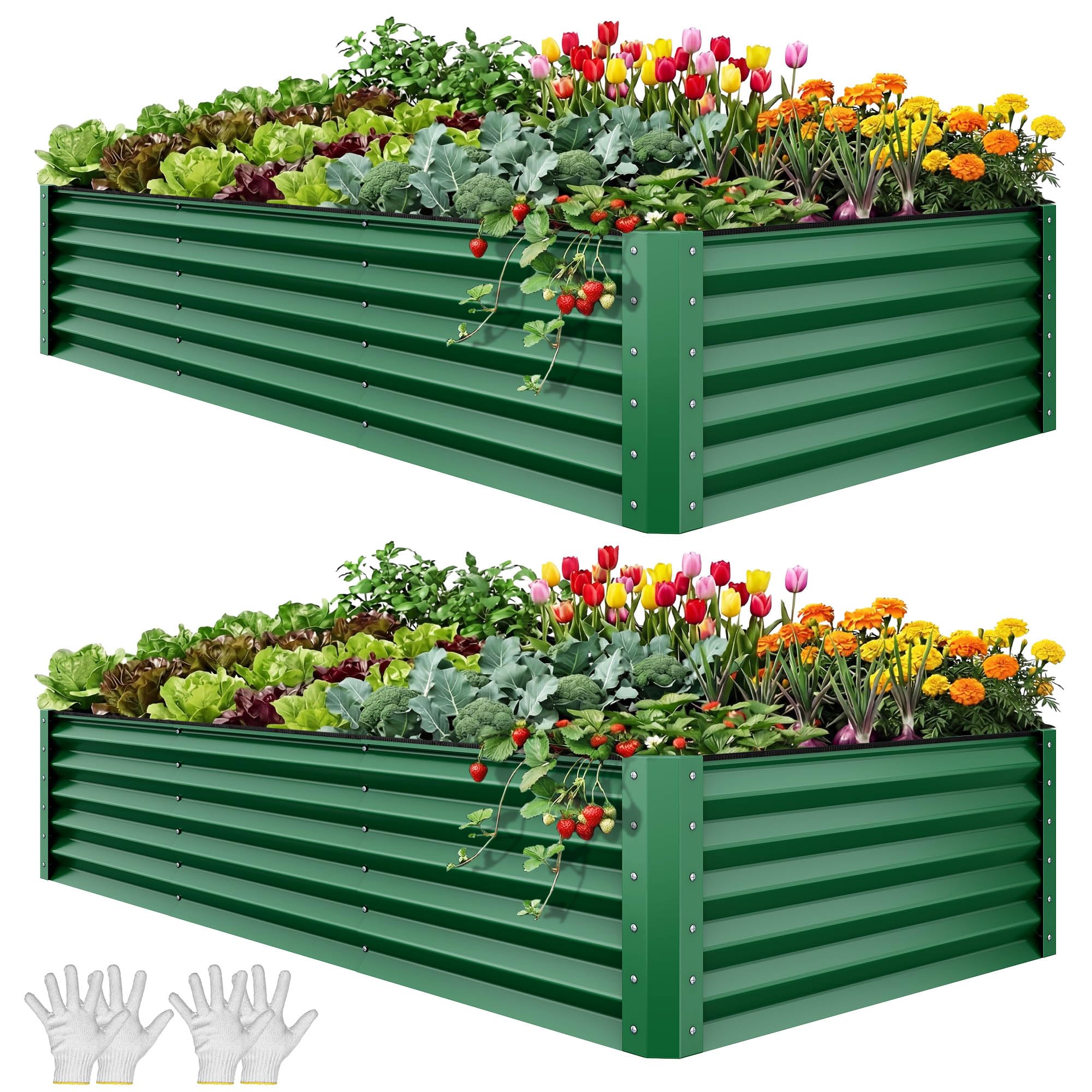 YITAHOME Raised Garden Bed Kit with Gloves, Ground Nails, Support Rod-1
