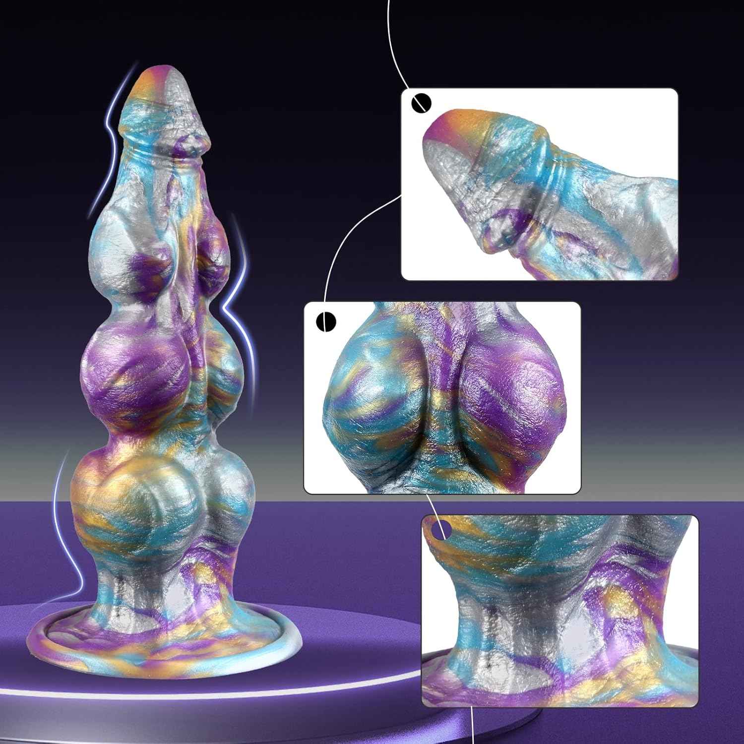 Fantasy Monster Knot Dildo Beginner with Suction Cup, 7.5in Soft Silicone Realistic Slim Small Anal Dildo with 3 Dog Knots, Dragon Horse Alien G-spot Dildos Penis Strap on Sex Toy for Men Women
