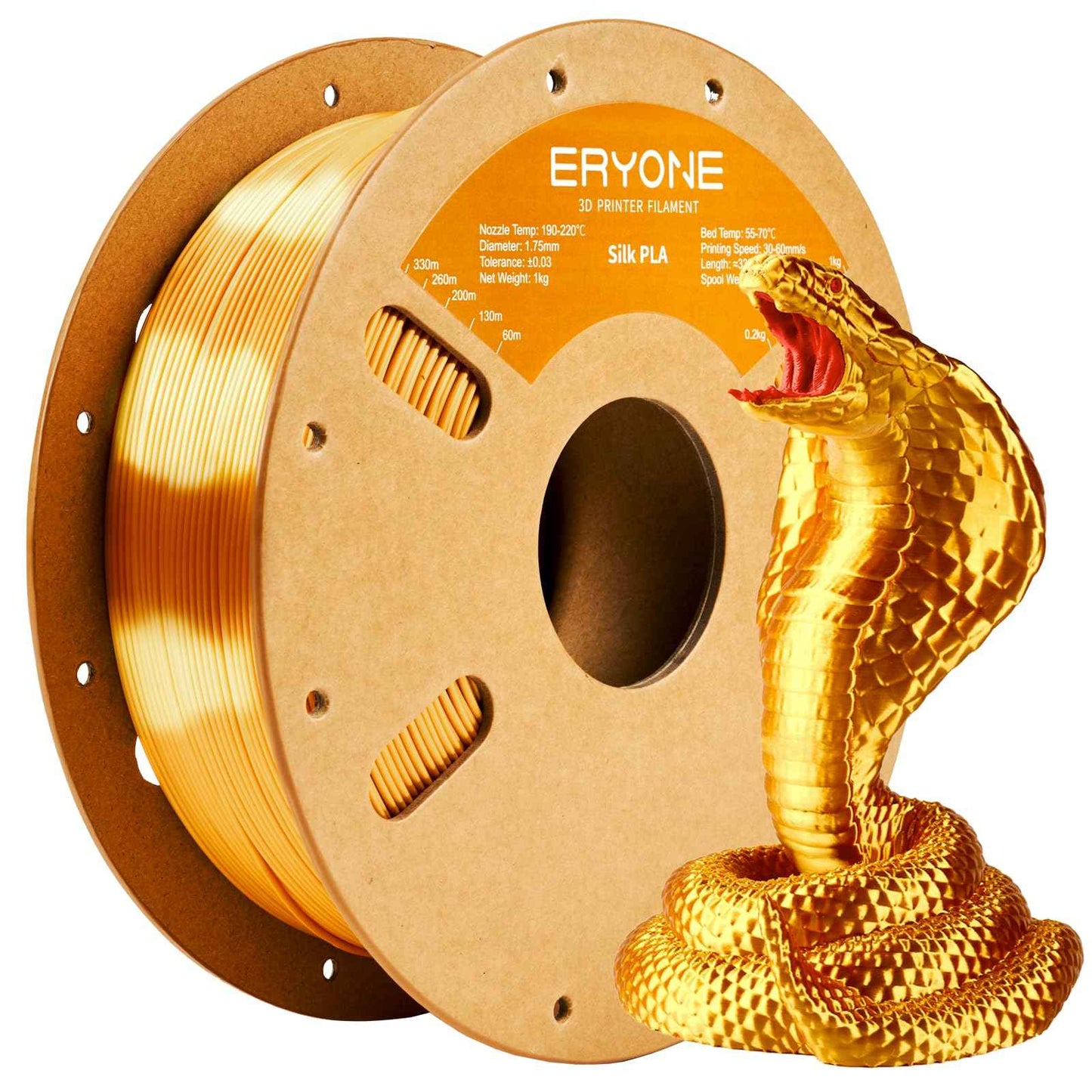 ERYONE Silk Color PLA Filament 3D Printer 1.75mm +/- 0.03mm, Filament PLA Cardboard Spool