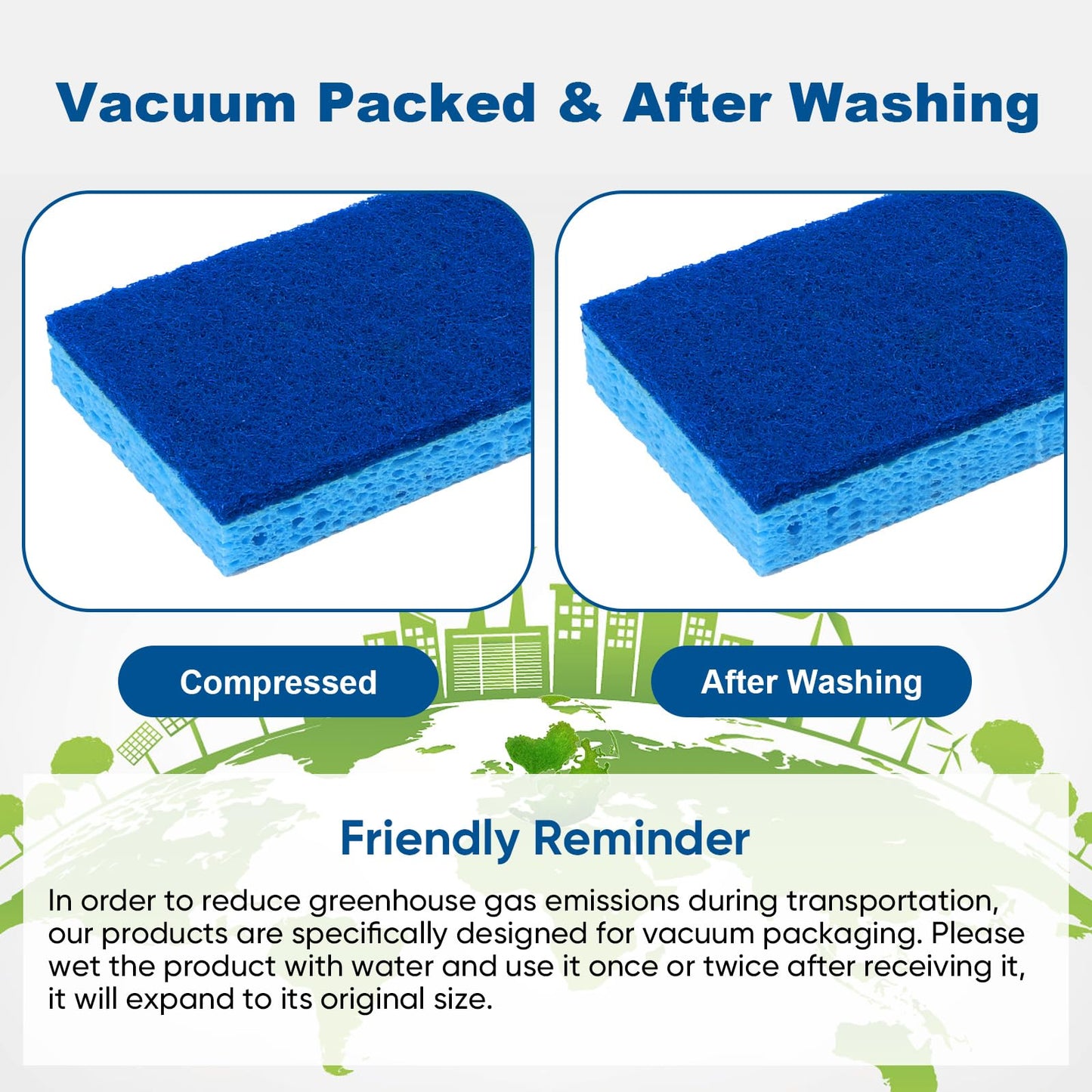 HOMEXCEL Sponges Kitchen, Non-Scratch Scrub Dish Sponges, Safe on Non-Stick Cookware,Dual Sided Cleaning Sponges for Kitchen,Household,Bathroom and More