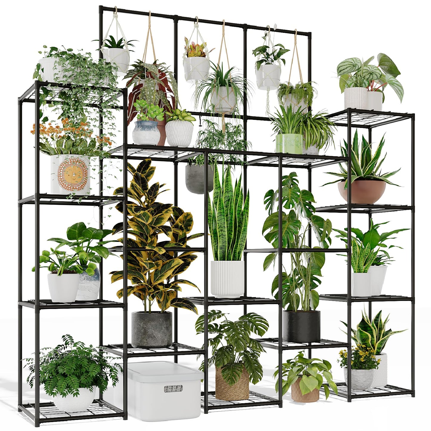 GENTINGBRO Plant Stand Indoor Outdoor Tall Plant Shelf for Plants Large Plant Sheves for Living Room Heavy Duty Plant Rack Garden Balcony Patio Hanging Planter