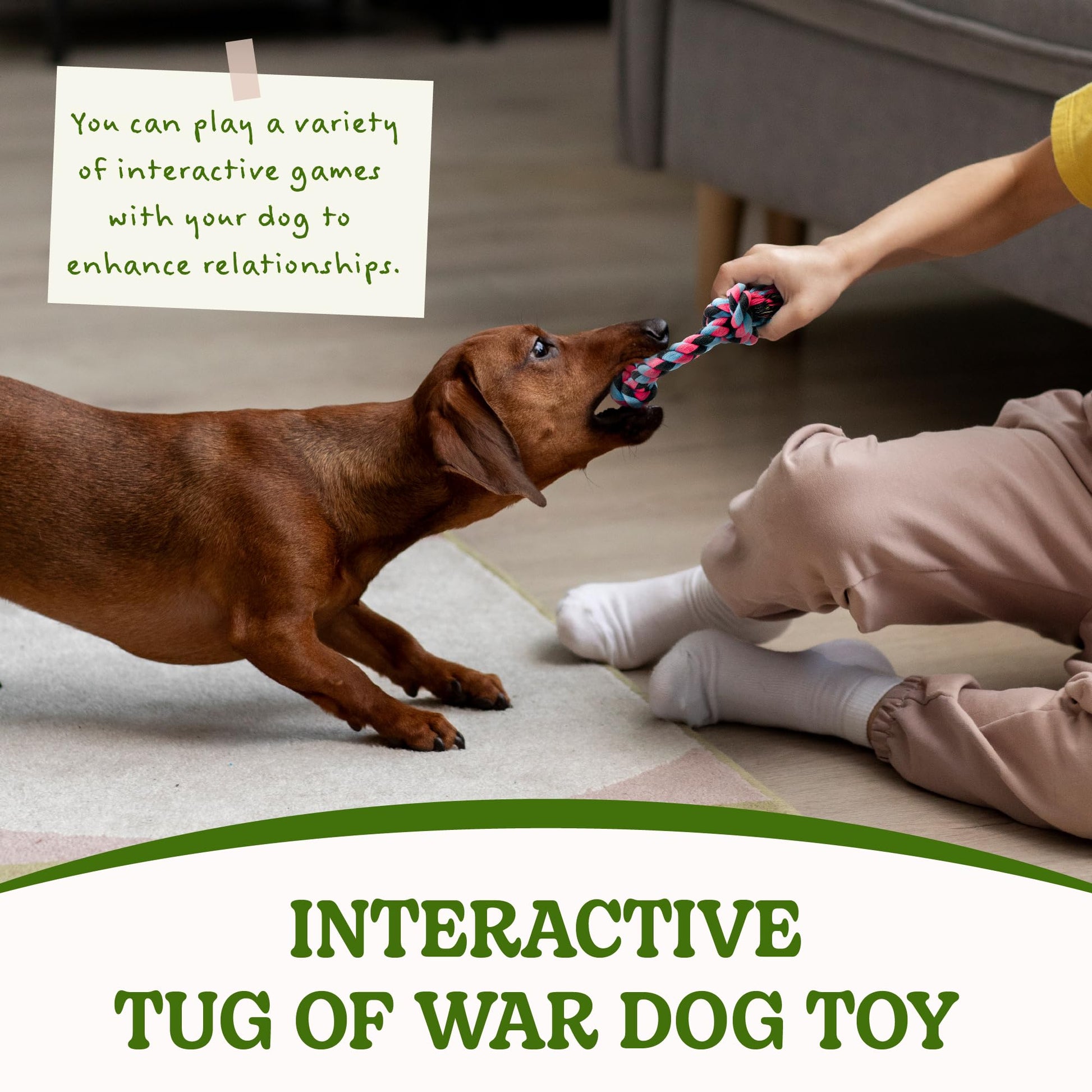 SHARLOVY Large Dog Chew Toys, Tough Dog Toys for Aggressive Chewers Large Breed,Heavy Duty Dental Dog Rope Toys Kit for Medium Dogs,5 Knots Indestructible Dog Toys