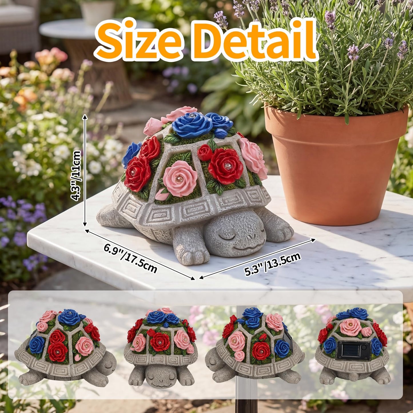 Solar Turtle Statue for Outdoor Garden Yard Decor