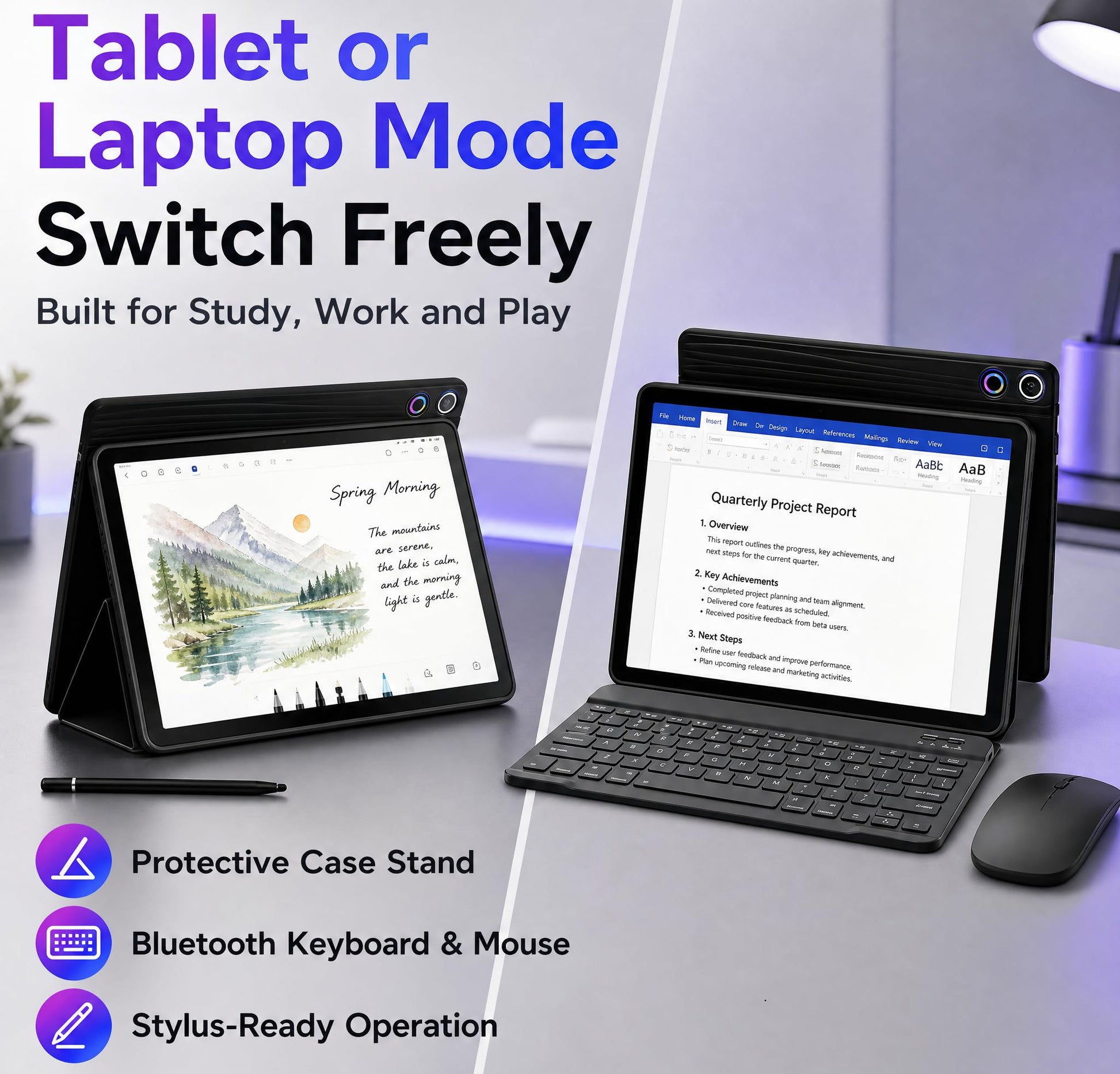 Jeazans Latest 2026 Upgraded Android 16 Tablet 10.1 Inch with IPS HD Touch Screen, Dual Camera, 64GB Storage 1TB Expansion