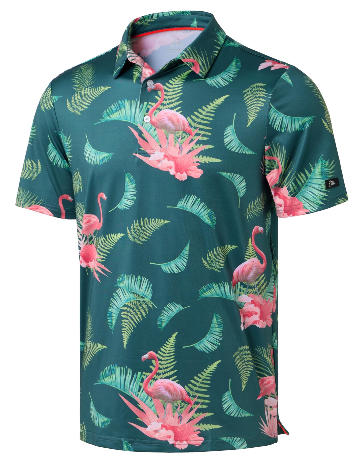 Obla Mens Golf Polo Shirts Short Sleeve Dry Fit Performance Moisture Wicking Casual Print Collared Golf Shirts for Men