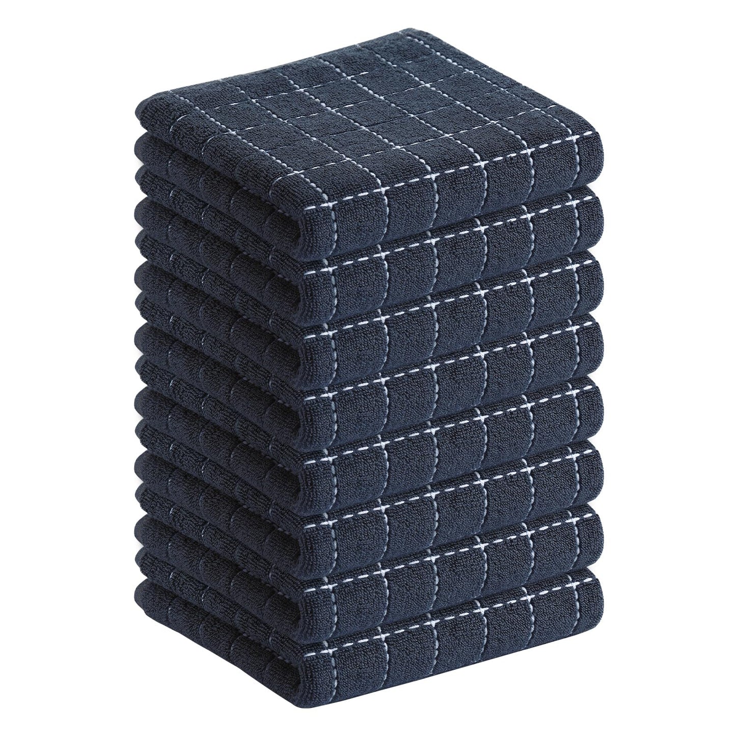 Homaxy 100% Cotton Terrycloth Check Design Dish Cloths & Dish Towels, Soft and Absorbent, Perfect for Kitchen Drying and Washing