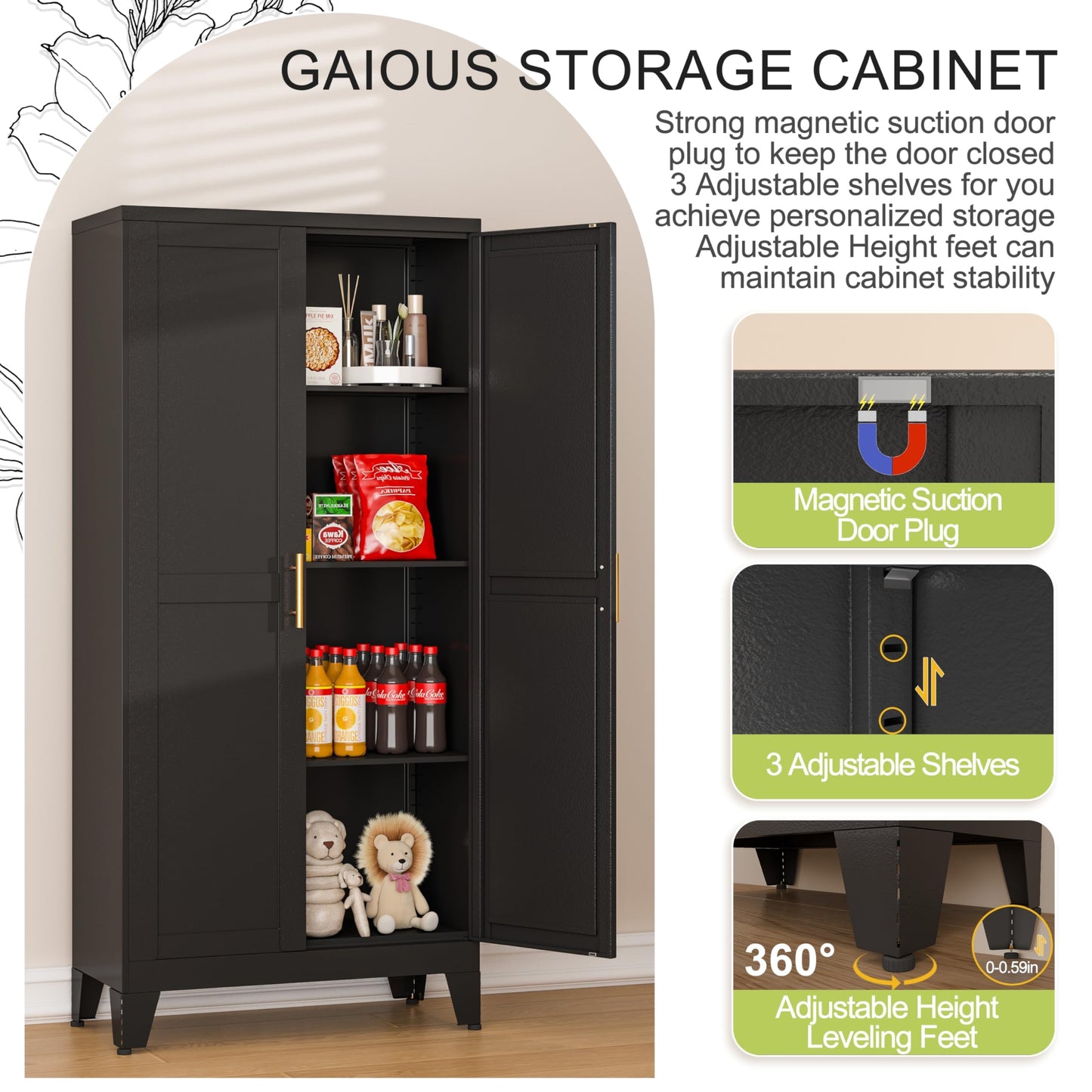 GAIOUS 2 Door Pantry Cabinet