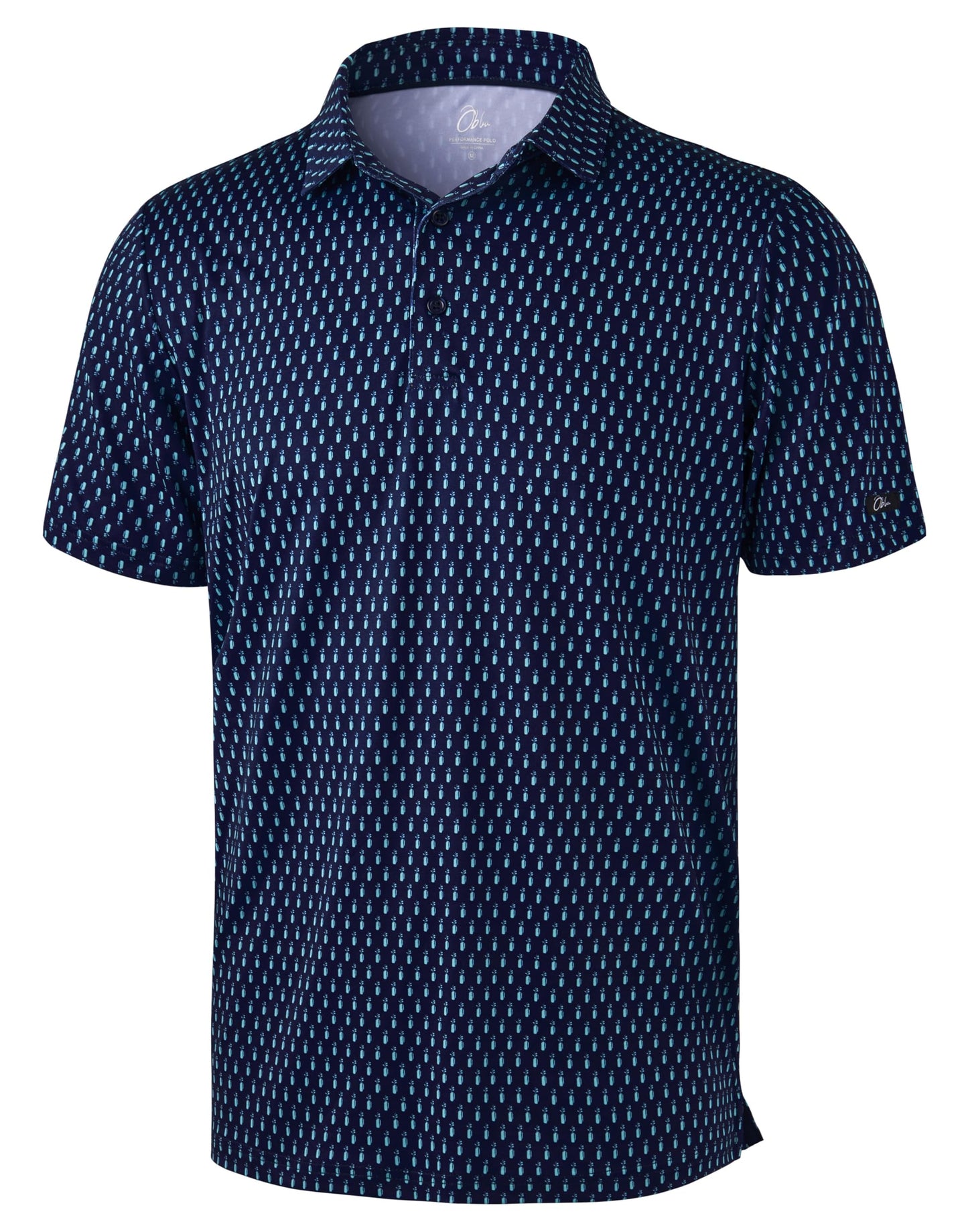 Obla Mens Golf Polo Shirts Short Sleeve Dry Fit Performance Moisture Wicking Casual Print Collared Golf Shirts for Men
