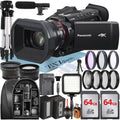 ZeeTech Panasonic HC-X1600 Camcorder with 2 Pack 64GB Memory Card + Backpack + LED Flash + Widgeangle Accessory Bundle