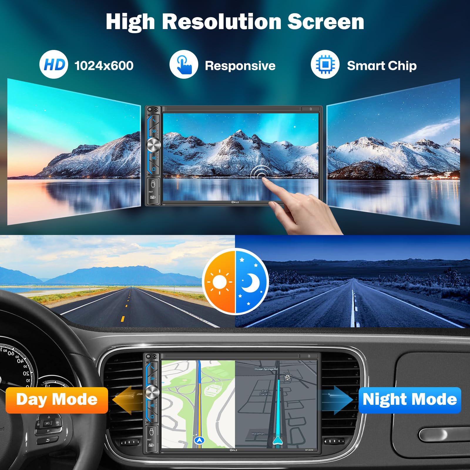 PLZ Car Stereo Wireless Apple Carplay Android Auto, Bluetooth Audio/Radio Receivers