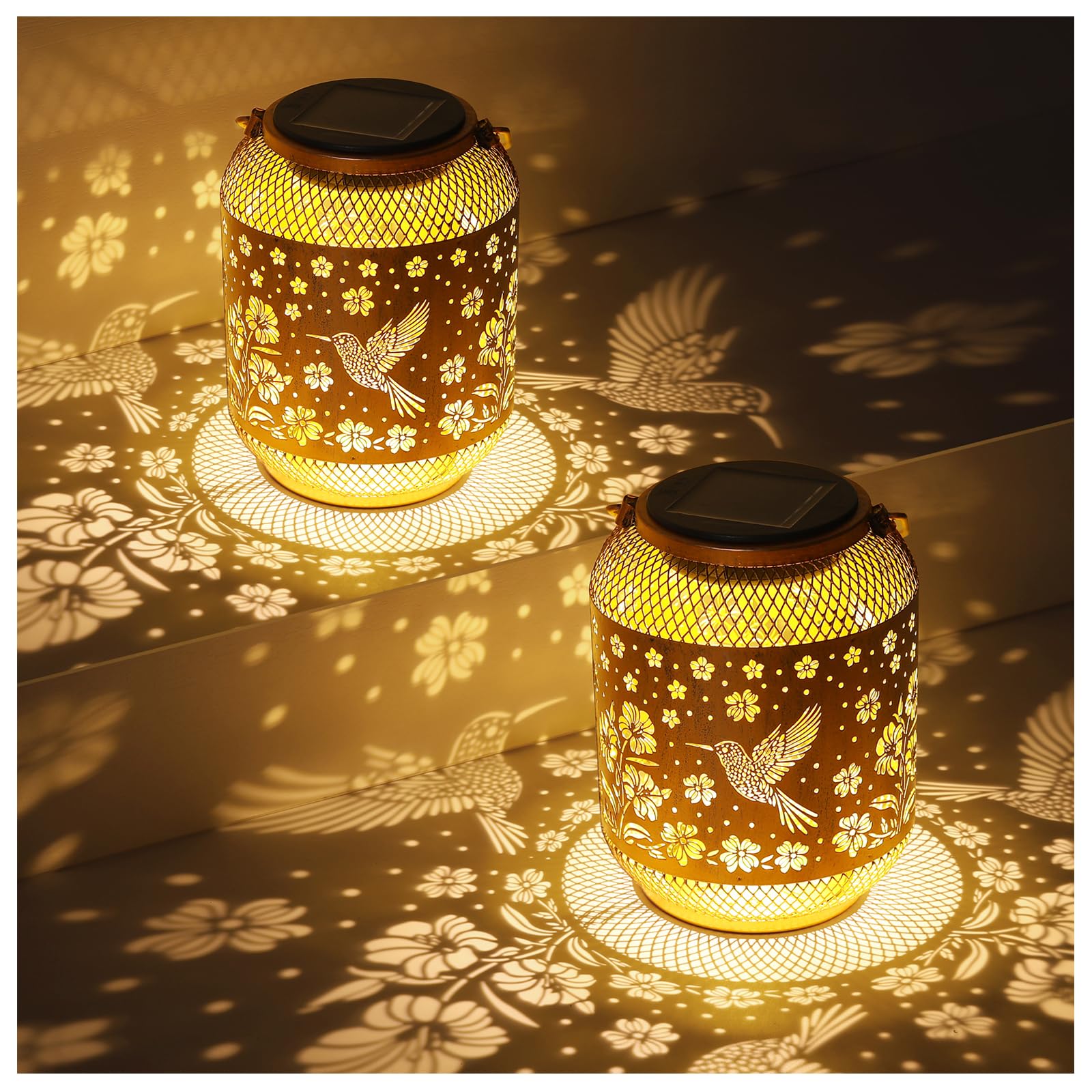 Solar Lanterns Outdoor Waterproof Garden Decor Birthday Gifts for Women Mom Grandma Hanging Solar Lights Metal Solar Decoration Outside for Yard, Patio, Backyard, Porch