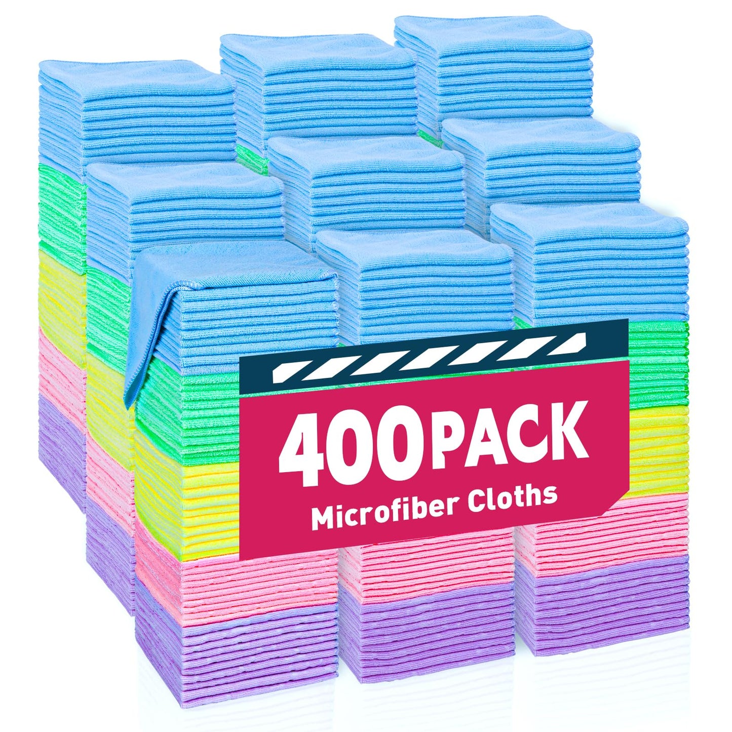TEAWOO Microfiber Towels Bulk, Cleaning Cloths, Microfiber Towels for Cars, Cleaning Rags (12x12 inches)