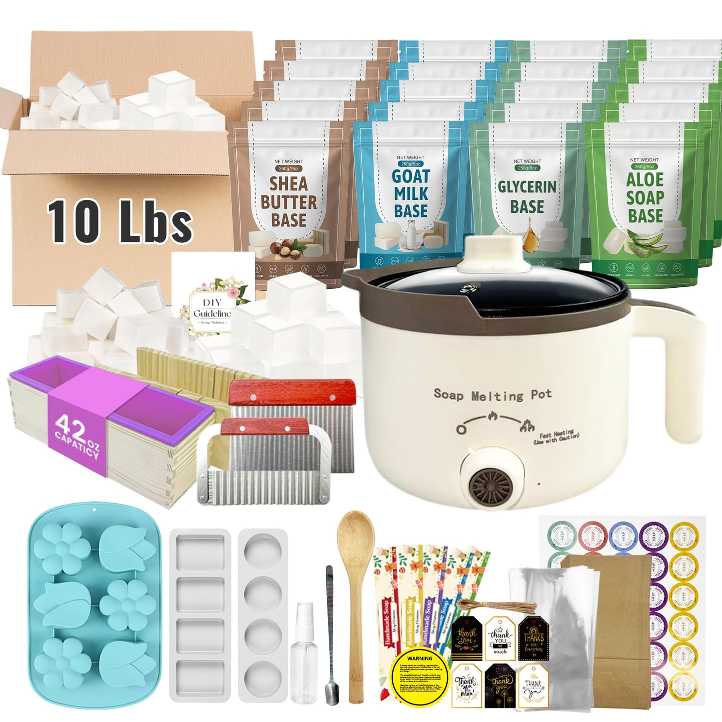 LFISGNN Soap Making Kit for Adults Making Soaps Gift, All in One DIY Craft Soap Making Supplies Kits with Melting Pot, Soap Base and Soap Mold, Kit para Hacer Jabones Artesanales