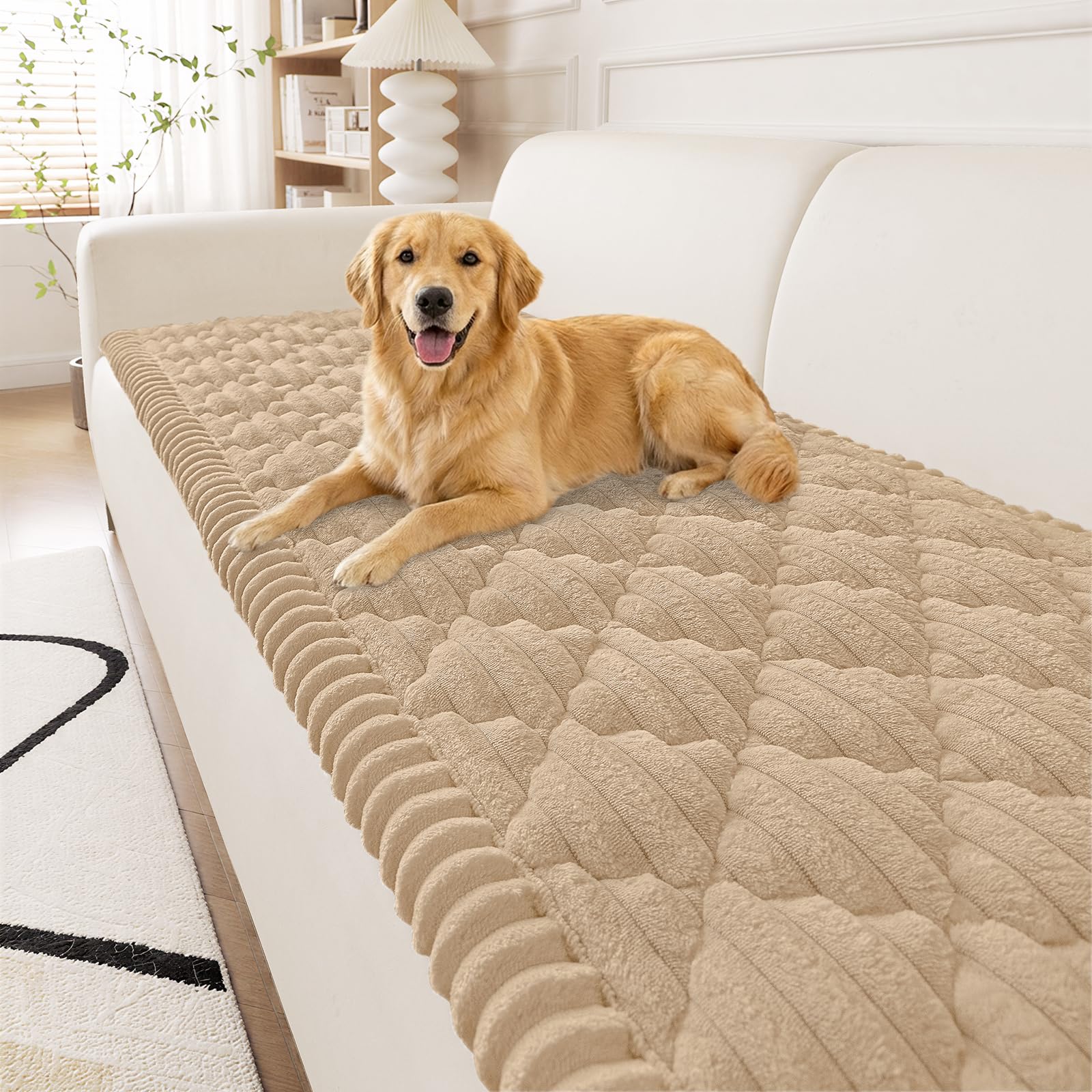 Smiry Pet Couch Covers for Dogs Washable, Non-Slip Fuzzy Couch Covers for 3 Cushion Sofa Pet Friendly, Soft Thick Furniture Protector Sofa Slipcover Mat for Dogs