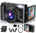 Duluvulu 4K Digital Camera for Photography Autofocus, 2026 Latest 48MP Vlogging Camera for YouTube with SD Card, 2 Batteries, 3" 180°Flip Screen Compact Travel Camera for Teens with 16X Zoom