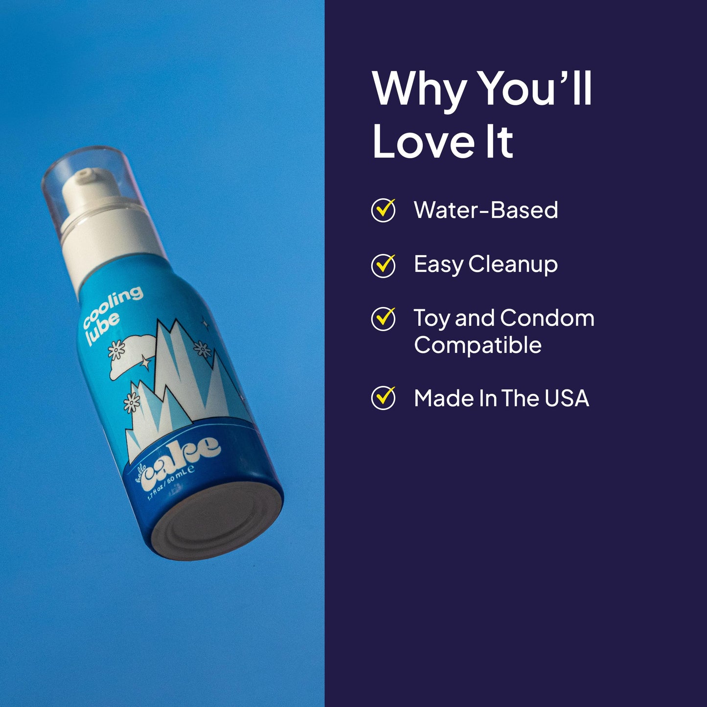 Hello Cake Warming & Cooling Personal Lubricant - Water-Based Sensations Lube for a Tingling & Steamy Experience - Condom Compatible Lubricant for Men, Women, & Couples, 1.7 fl oz