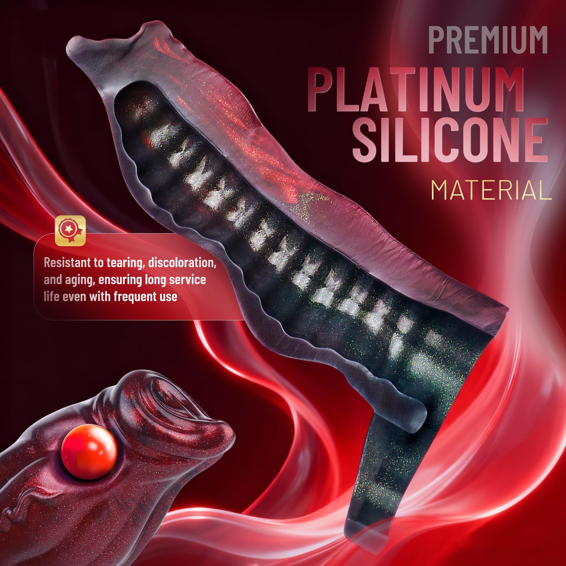 Monster Dog Penis Sleeve, 7.09 Inch Realistic Liquid Platinum Silicone Extender, Thick Textured Cock Sleeve with Ball Ring for Men & Couples, Enhances Stamina & Longer-Lasting Pleasure